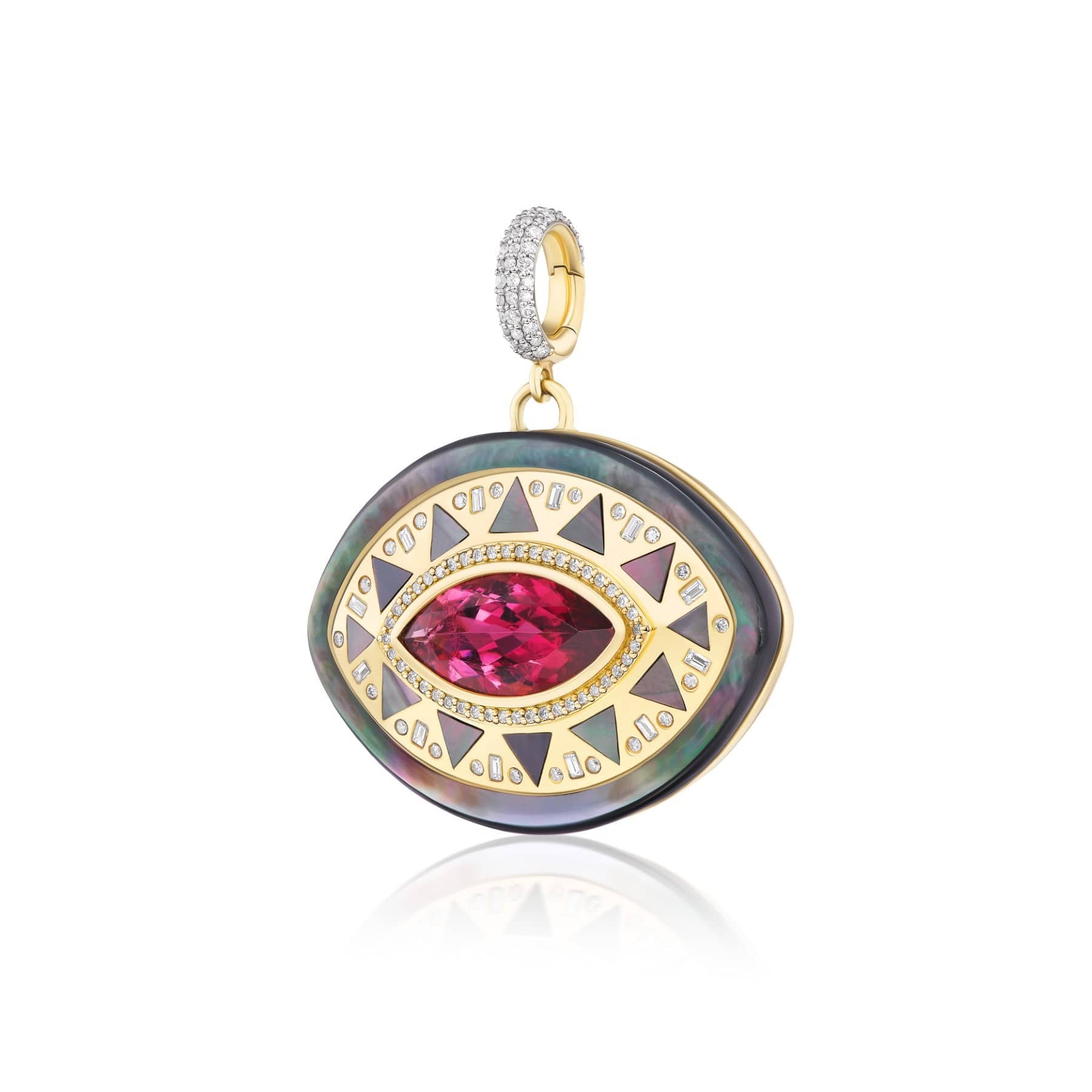 Harwell Godfrey 18K Yellow Gold Major Cleopatra Rubellite Eye Pendant - Image 2
