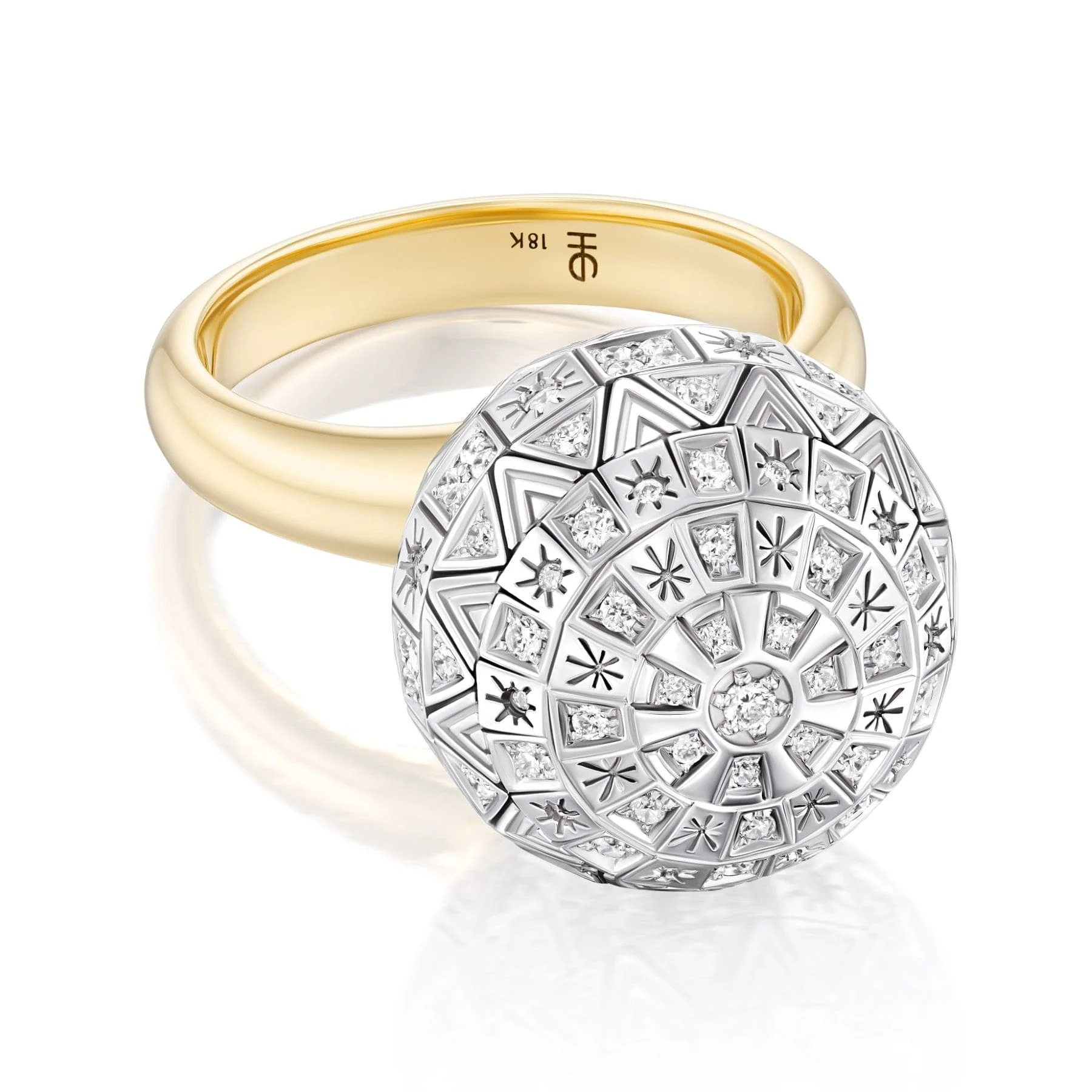 Harwell Godfrey 18K Yellow Gold Pave Diamond Disco Ball Ring - Image 2