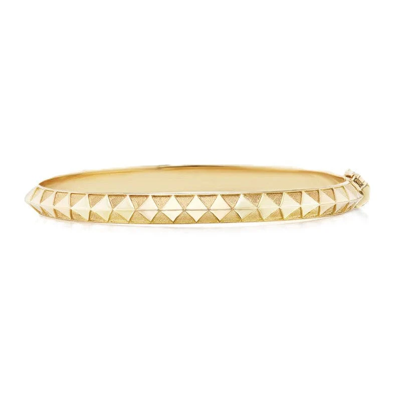 Harwell Godfrey 18K Yellow Gold Textured Knife Edge Diamond Bangle