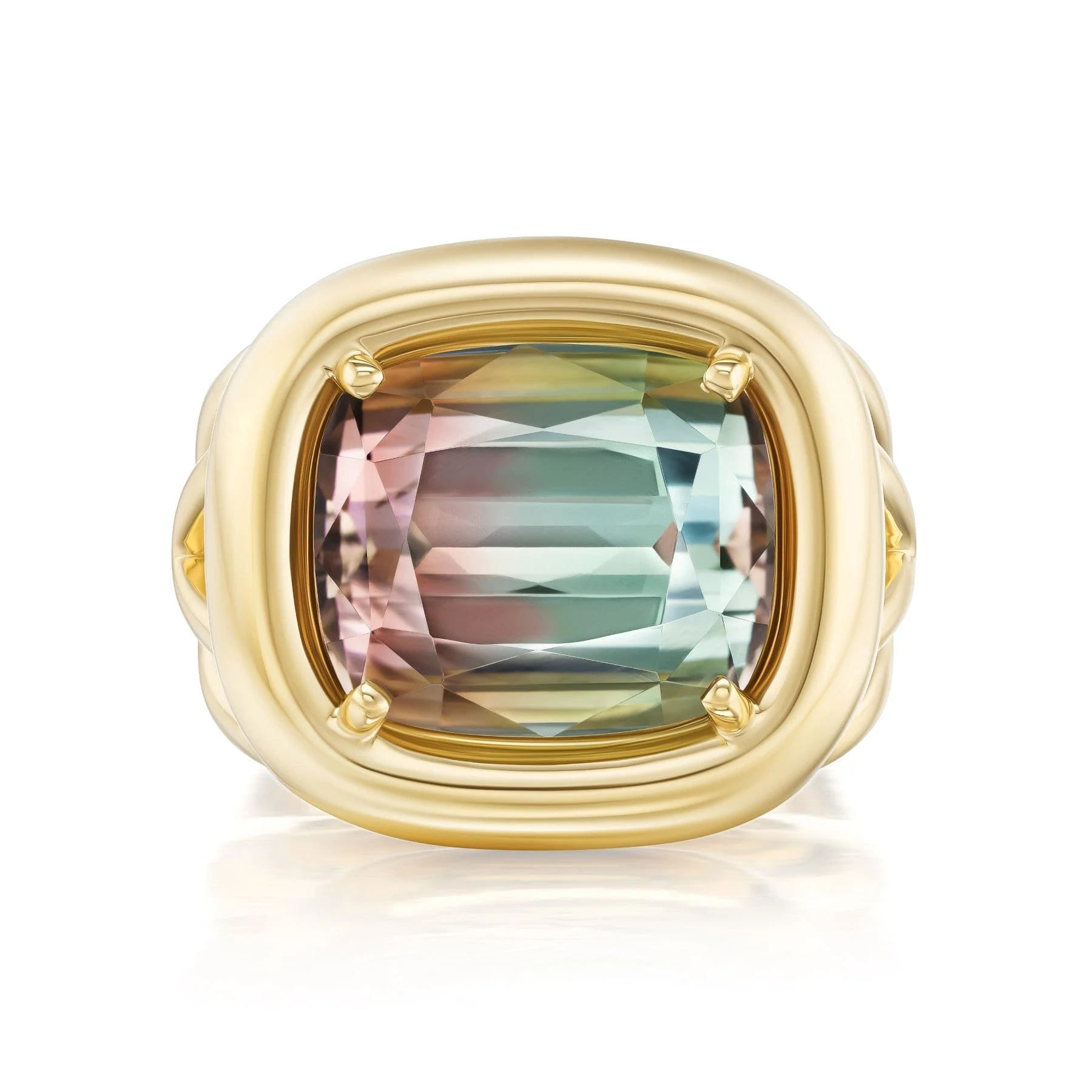Harwell Godfrey 18K Yellow Gold Tie Dye Bi-Color Tourmaline Giza Ring - Image 2