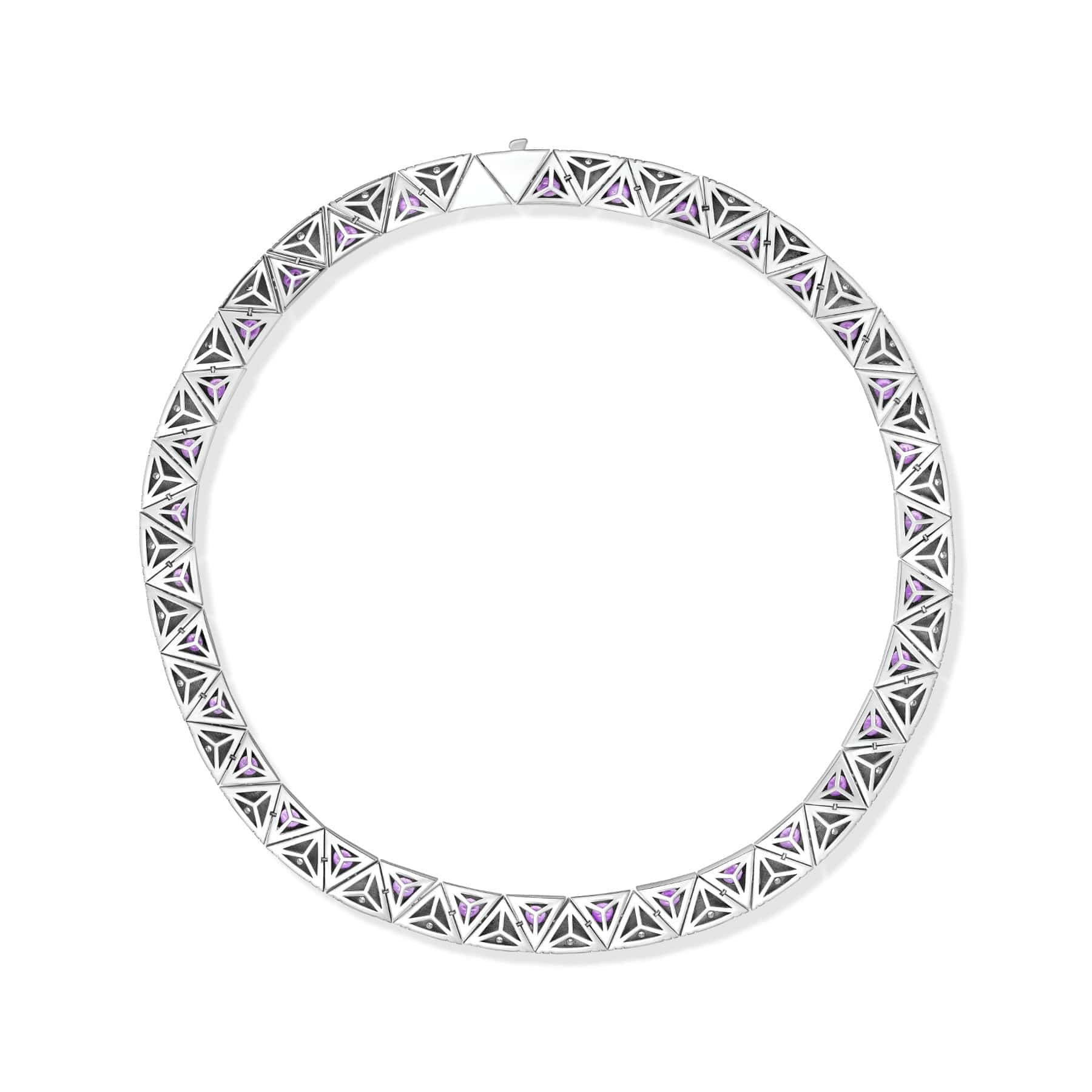 Harwell Godfrey Platinum Masego Lavender Malaya Garnet and Diamond Collar Necklace - Image 2