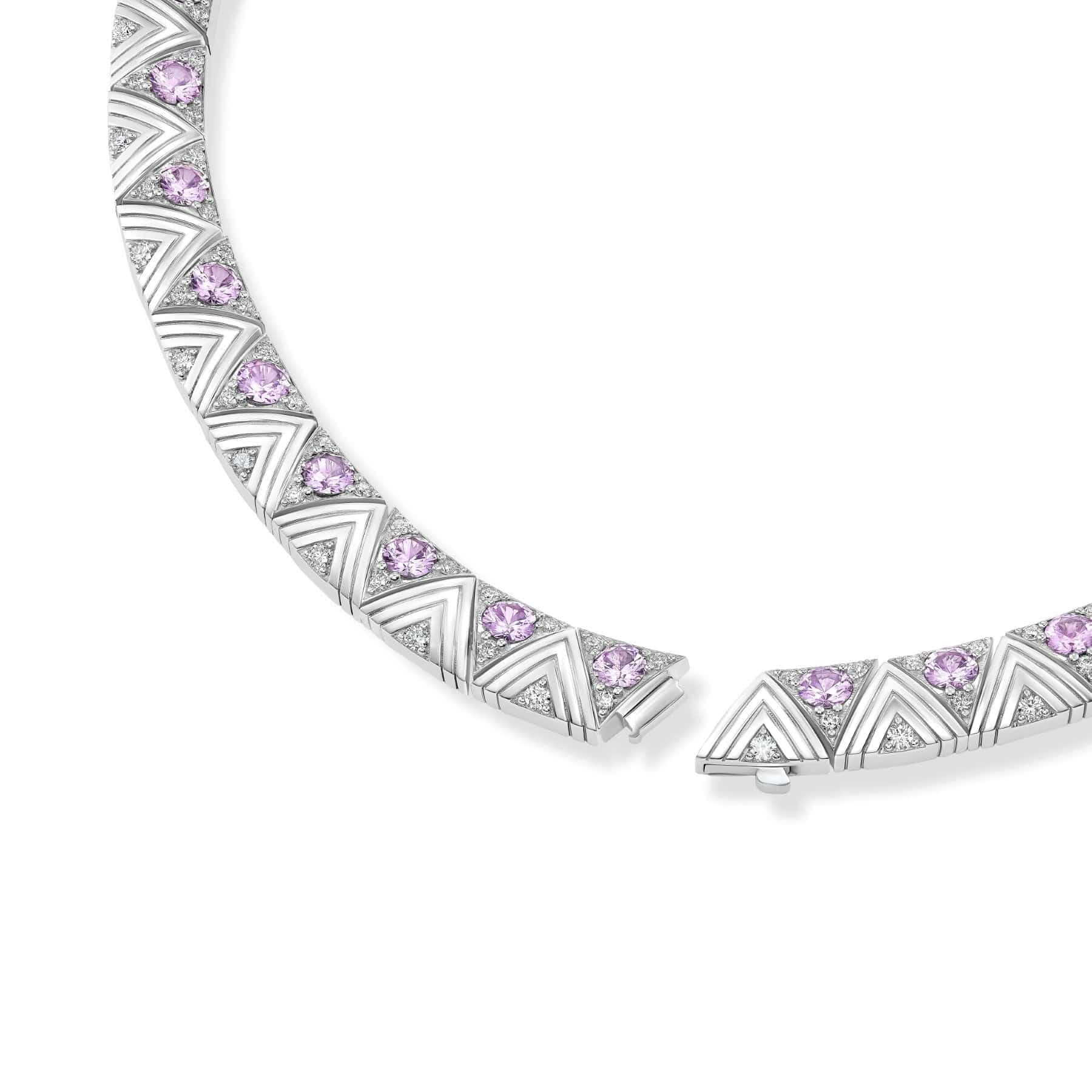 Harwell Godfrey Platinum Masego Lavender Malaya Garnet and Diamond Collar Necklace - Image 3