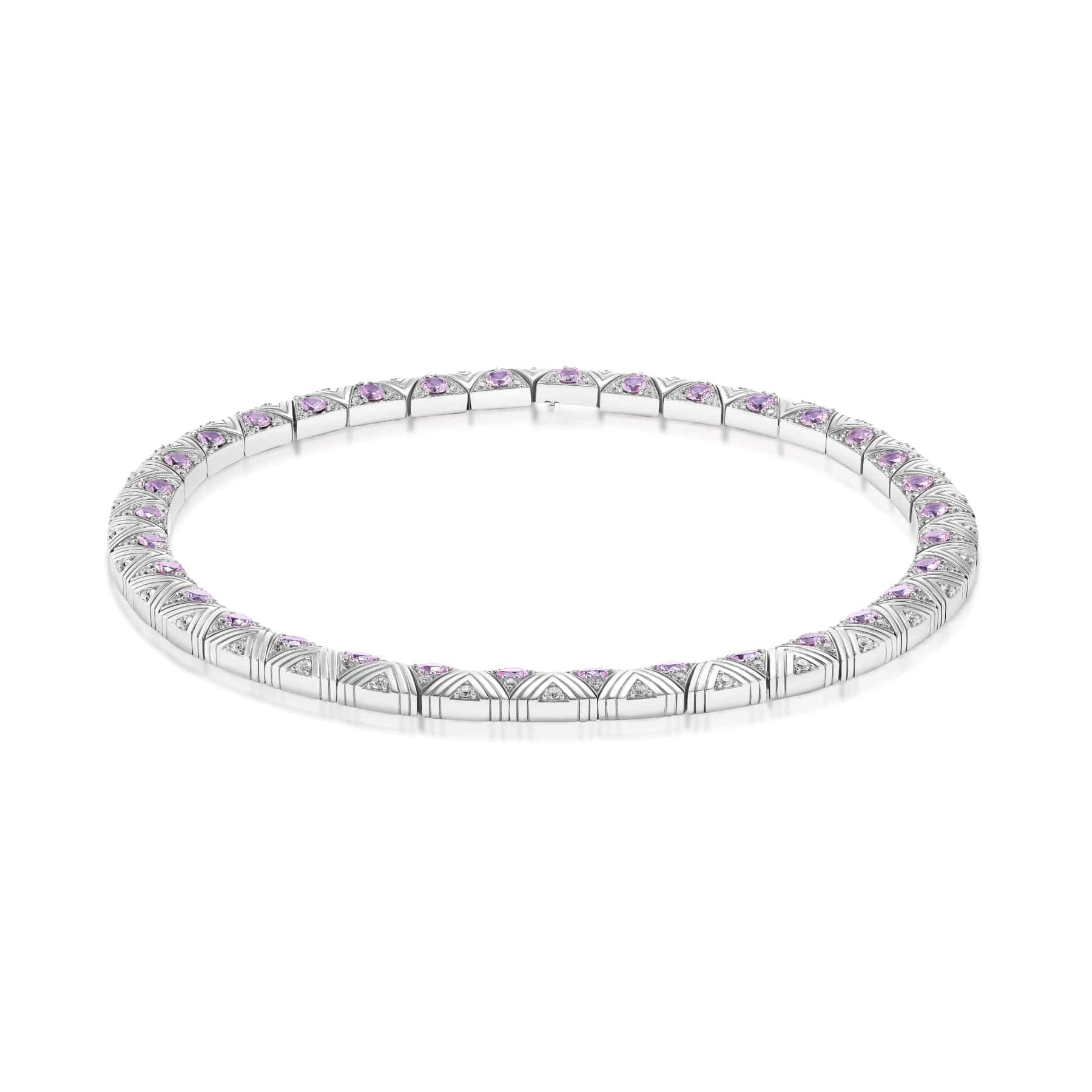 Harwell Godfrey Platinum Masego Lavender Malaya Garnet and Diamond Collar Necklace - Image 4