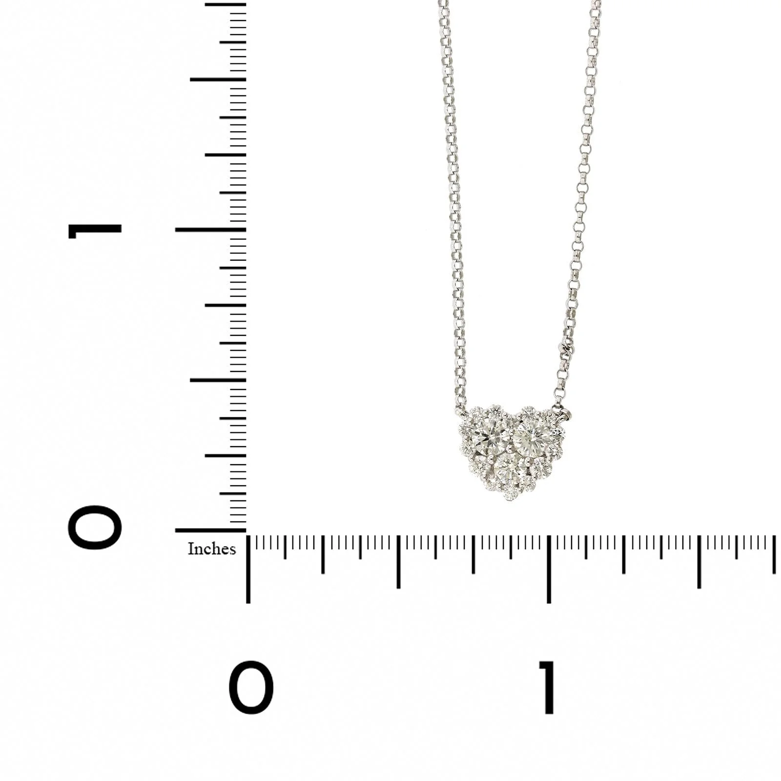 18K White Gold Heart Diamond Cluster Necklace - Image 4
