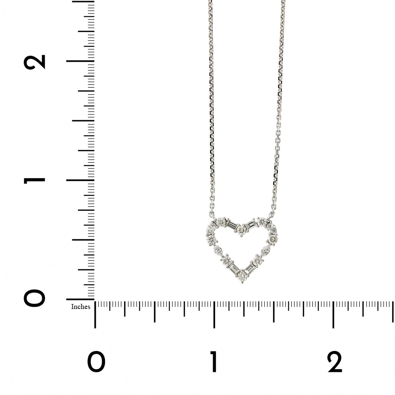 14K White Gold Multi Diamond Shape Heart Necklace - Image 4