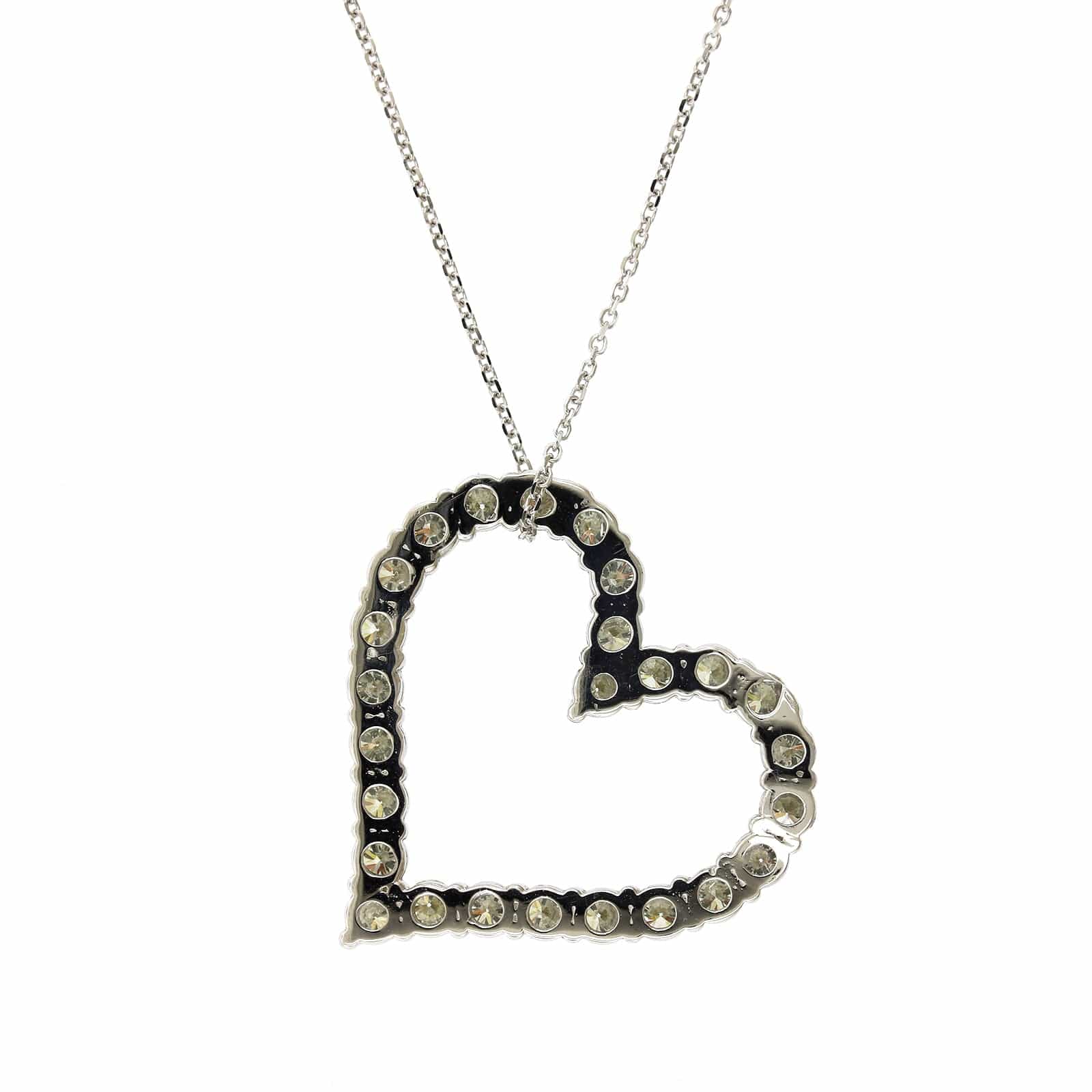14K White Gold Diamond Heart Shape Necklace - Image 2