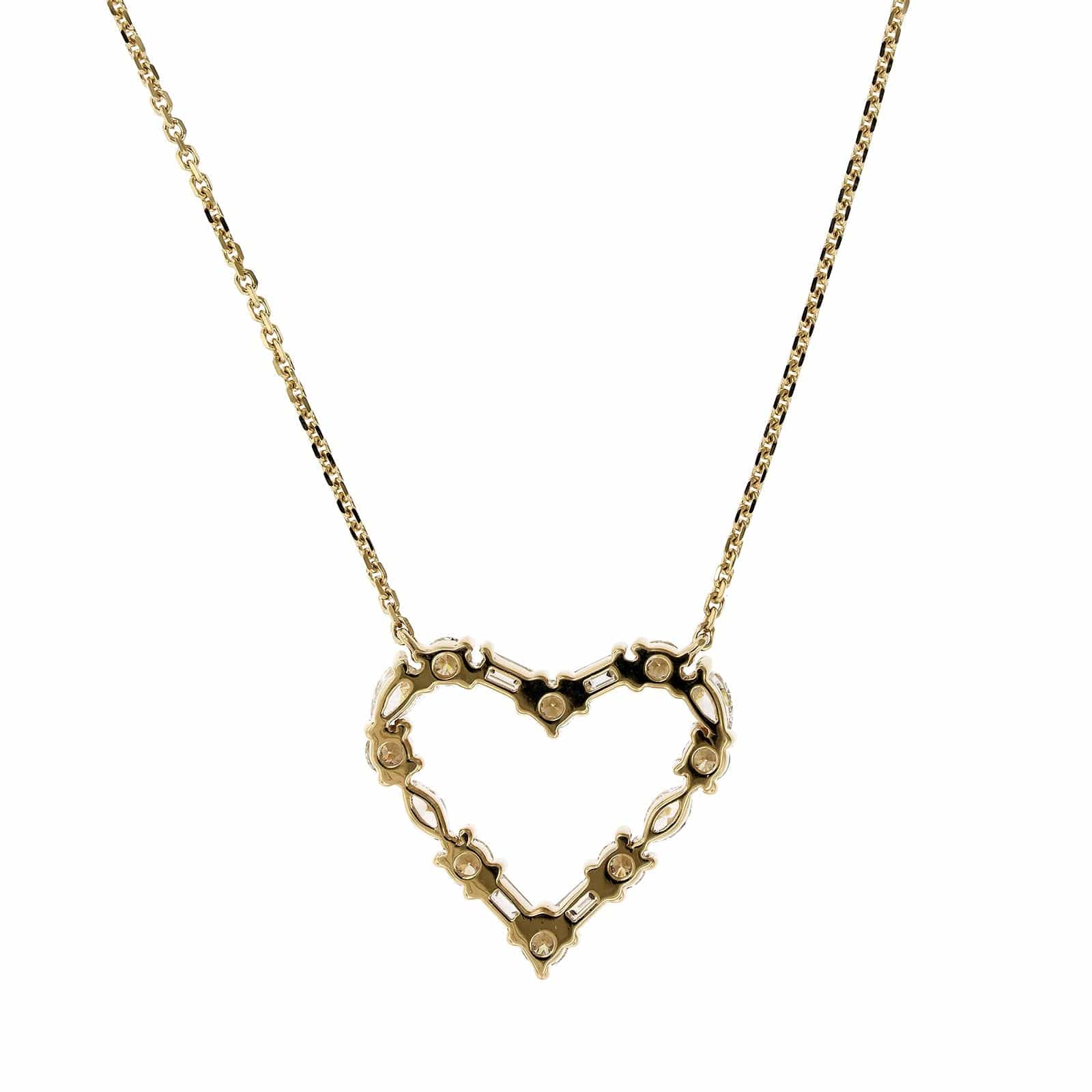14K Yellow Gold Multi Diamond Shape Heart Necklace - Image 3
