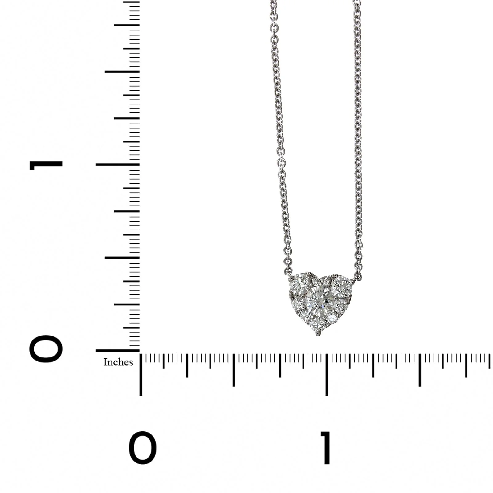 18K White Gold Heart Diamond Cluster Necklace - Image 4