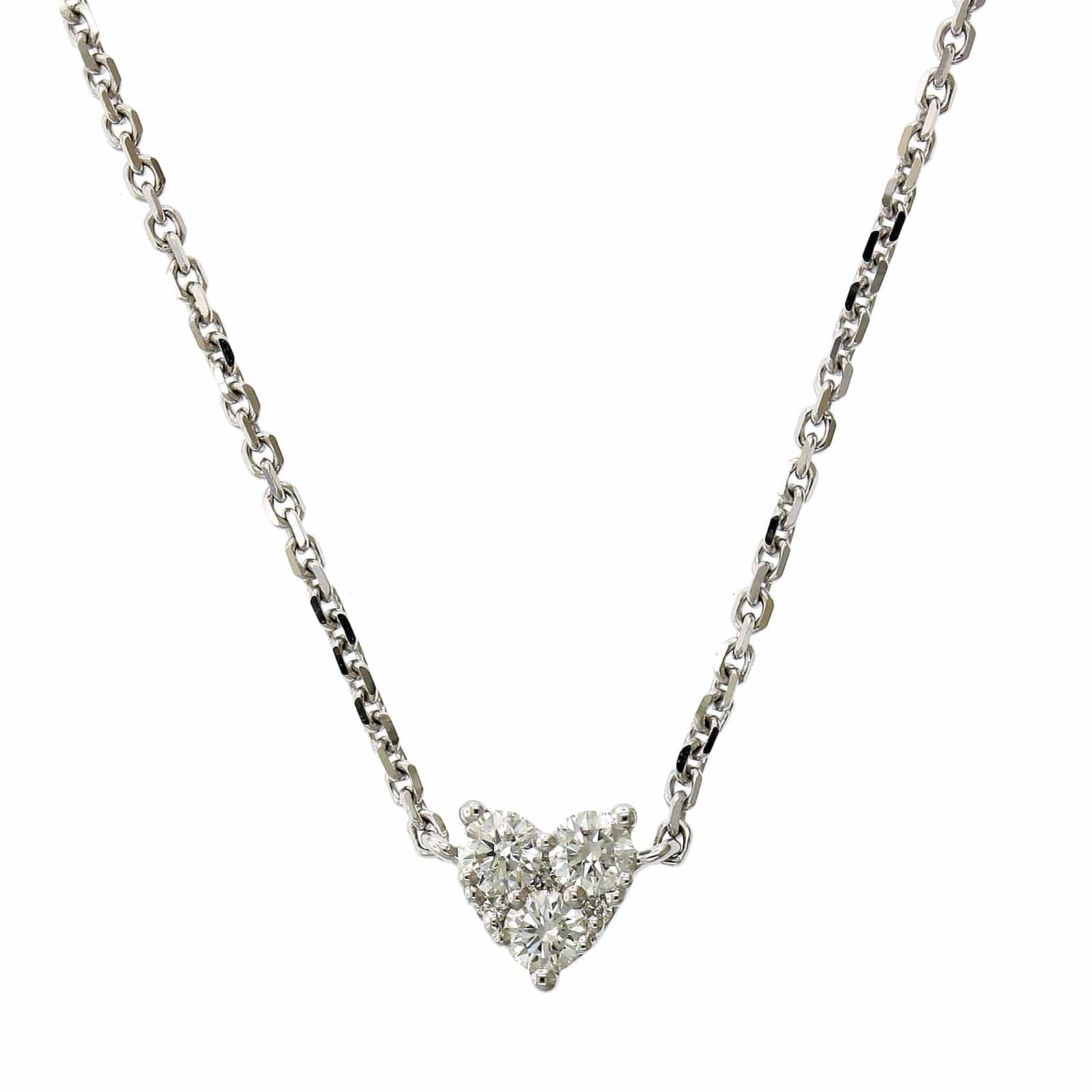 14K White Gold Cluster Diamond Heart Pendant