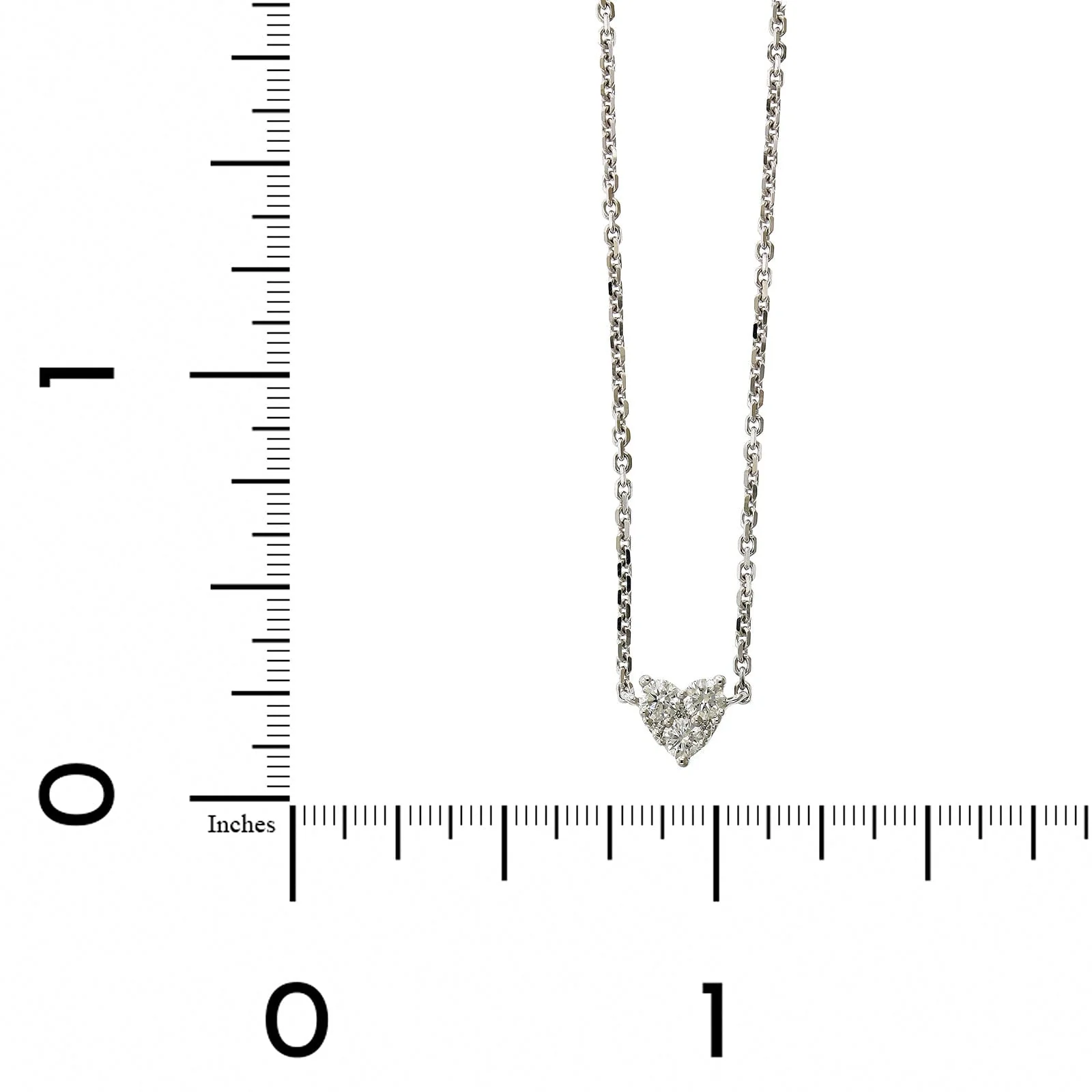 14K White Gold Cluster Diamond Heart Pendant - Image 4