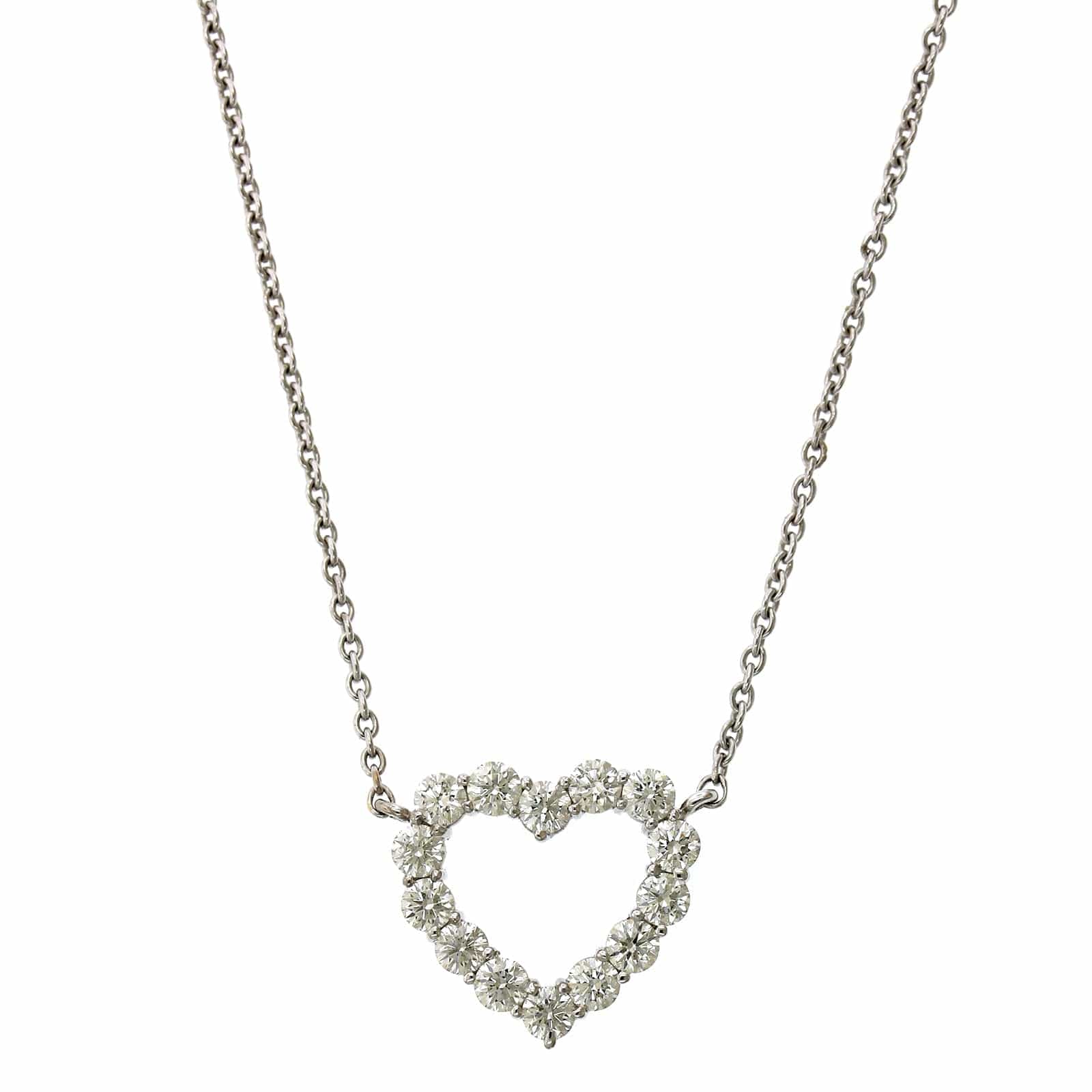 18K White Gold Diamond Heart Necklace - Image 5