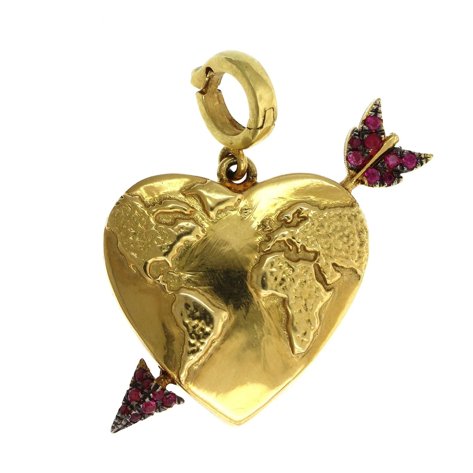 Christina Alexiou 14K Yellow Gold Globe Heart Ruby Arrow Charm