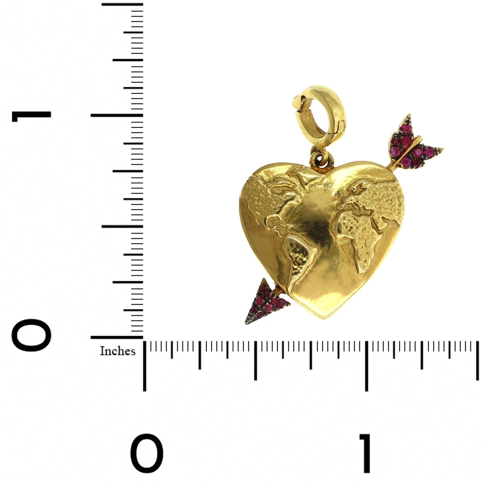 Christina Alexiou 14K Yellow Gold Globe Heart Ruby Arrow Charm - Image 3