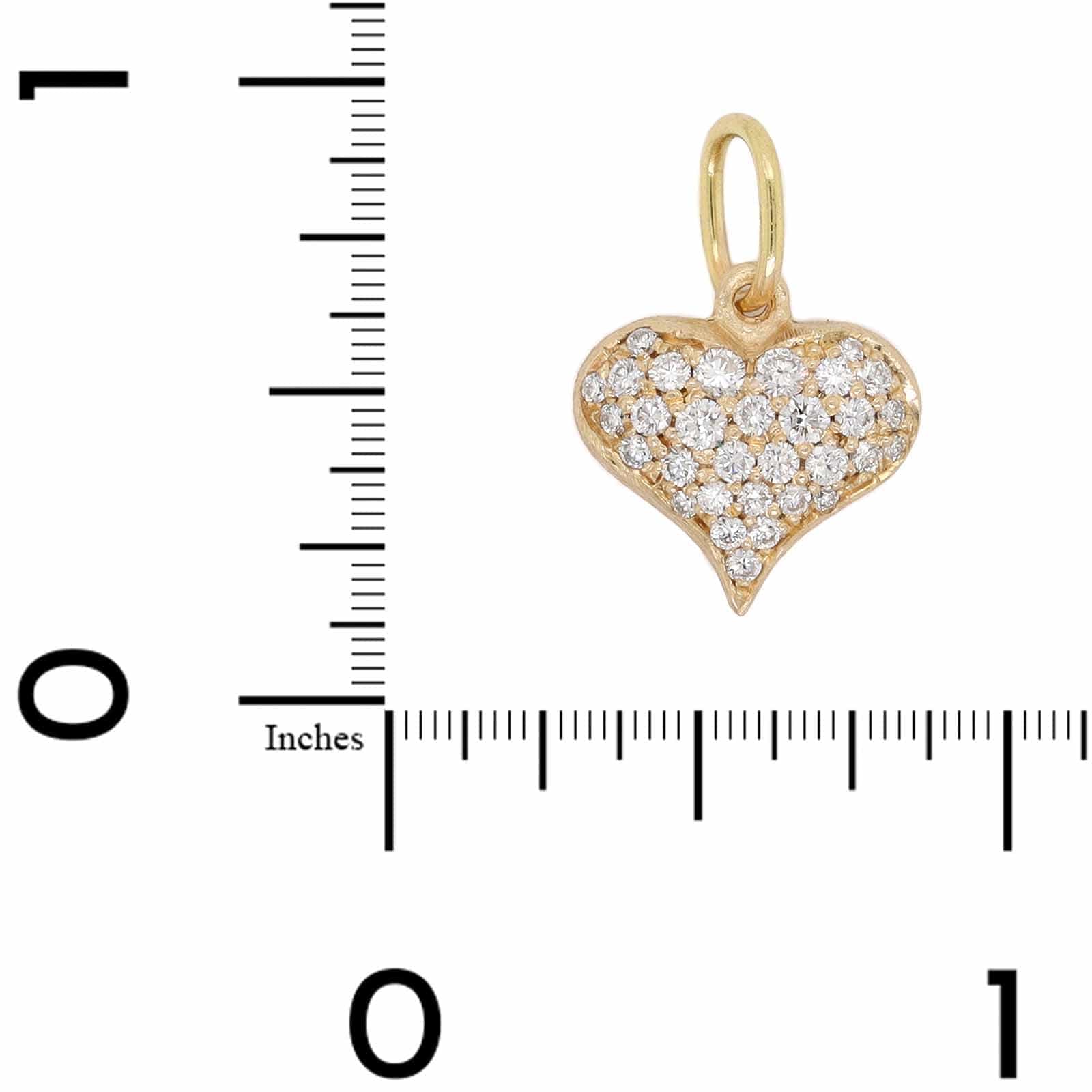 14K Yellow Gold Pave Diamond Large Puff Heart Charm - Image 3