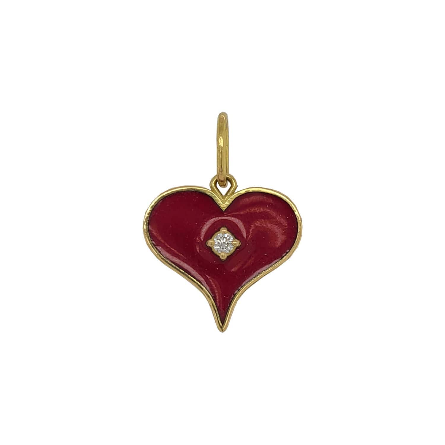 18K Yellow Gold Red Enamel Heart Sempre Con Te Charm - Image 2