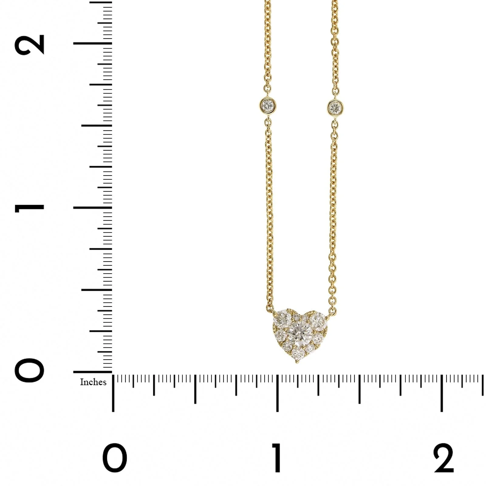 14K Yellow Gold Diamond Cluster Heart Shaped Necklace - Image 4