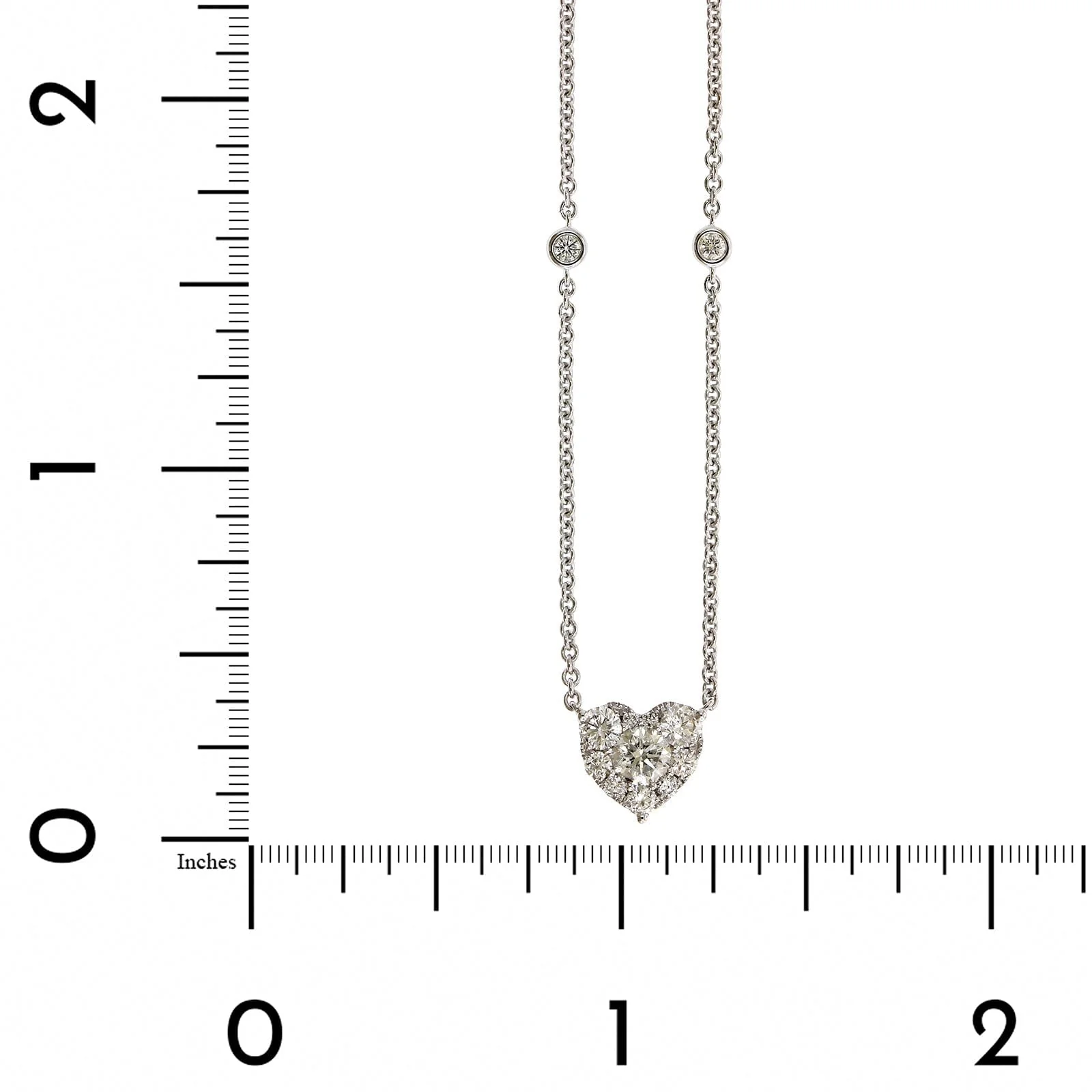 14K White Gold Diamond Cluster Heart Shaped Necklace - Image 4