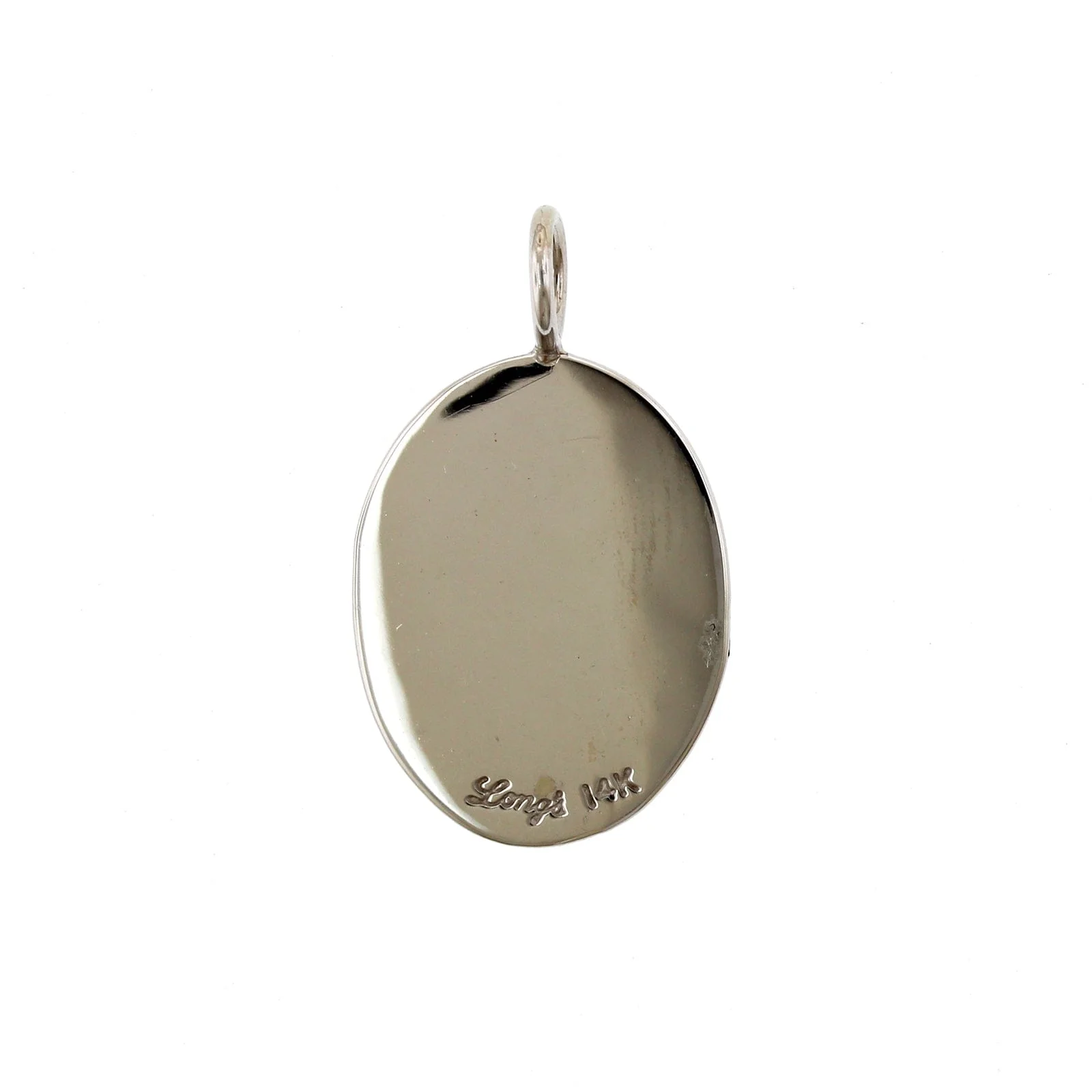 14K White Gold Oval Engravable Disc - Image 2