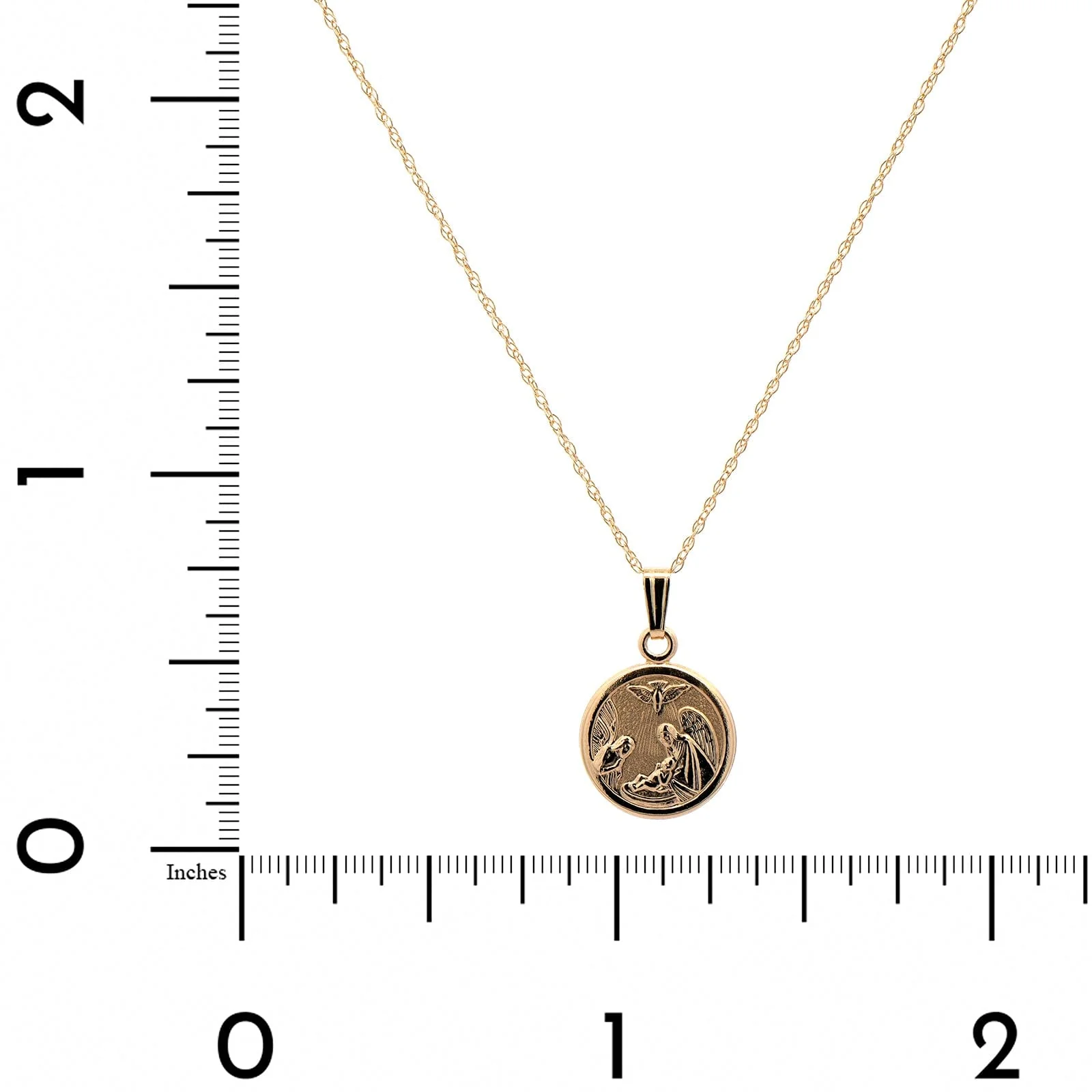 14K Yellow Gold Round Guardian Angel Rope Chain Necklace - Image 4