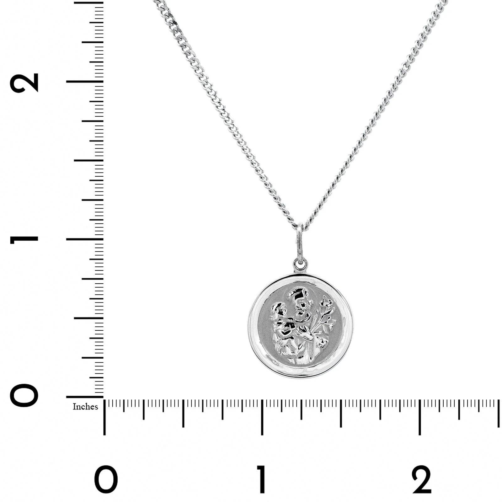 Sterling Silver Round St. Joseph Pendant Necklace - Image 4