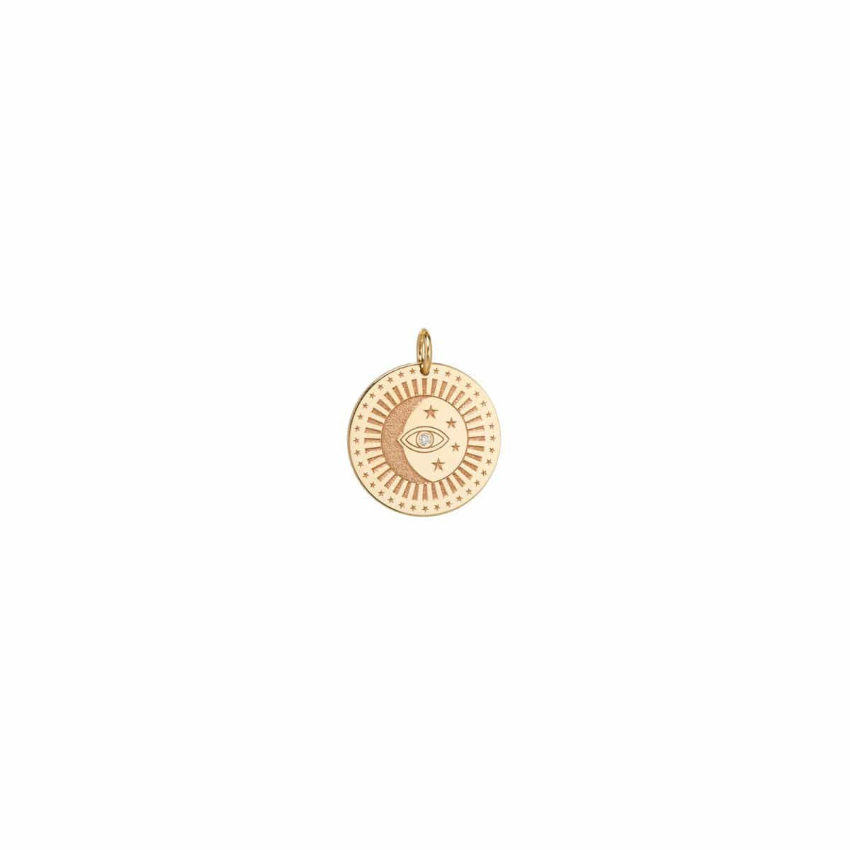 14K Yellow Gold Diamond Evil Eye Charm