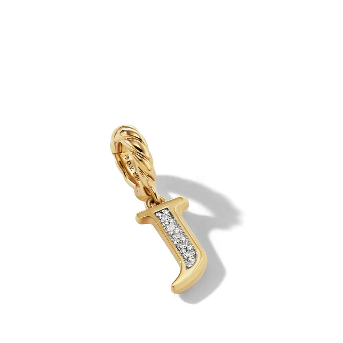 Pavé J Initial Pendant in 18K Yellow Gold with Diamonds - Image 2