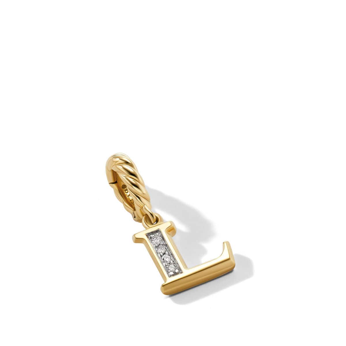 Pavé L Initial Pendant in 18K Yellow Gold with Diamonds - Image 2