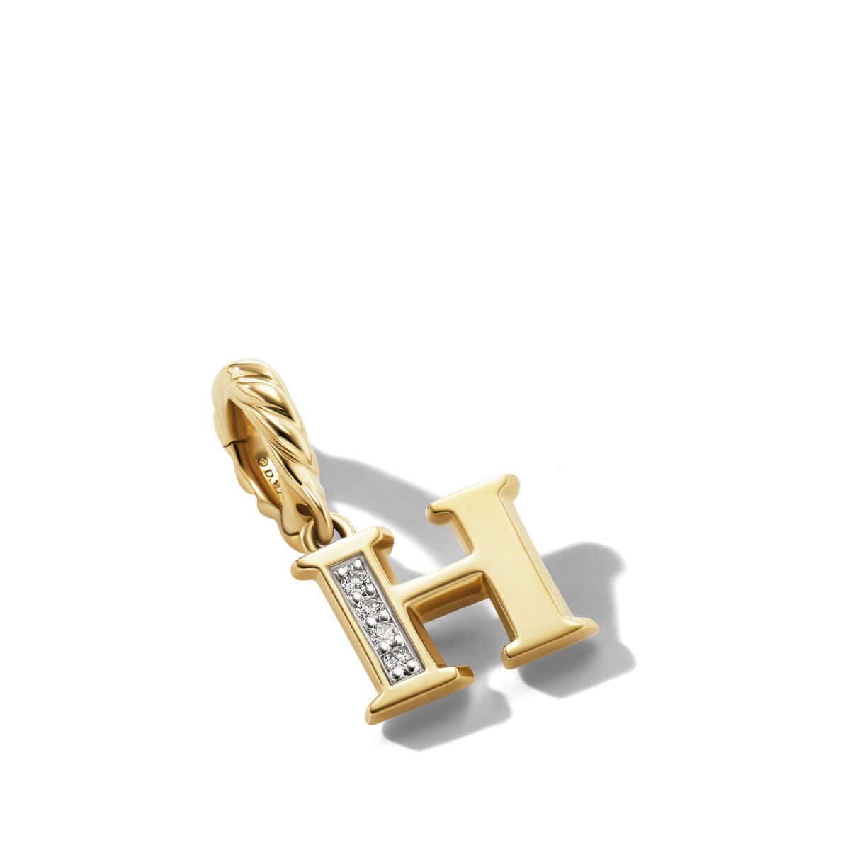 Pavé H Initial Pendant in 18K Yellow Gold with Diamonds - Image 2