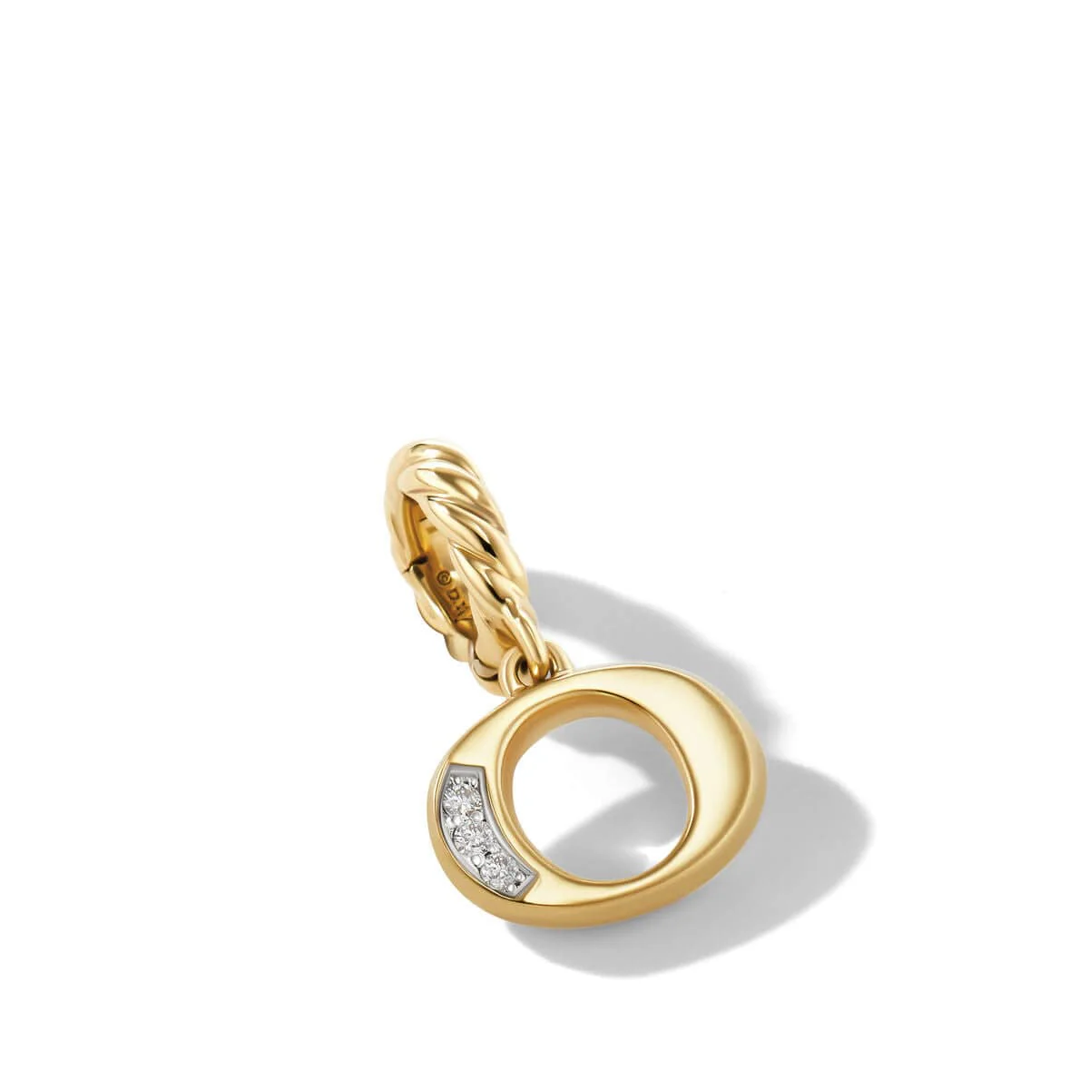 Pavé O Initial Pendant in 18K Yellow Gold with Diamonds - Image 2