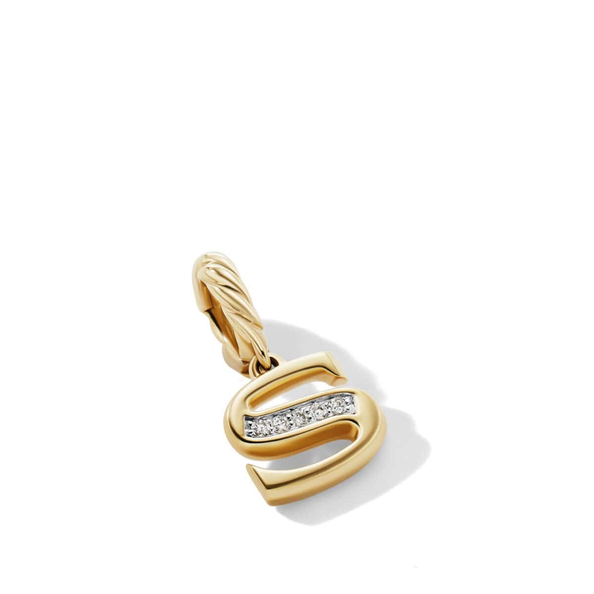 Pavé S Initial Pendant in 18K Yellow Gold with Diamonds - Image 2