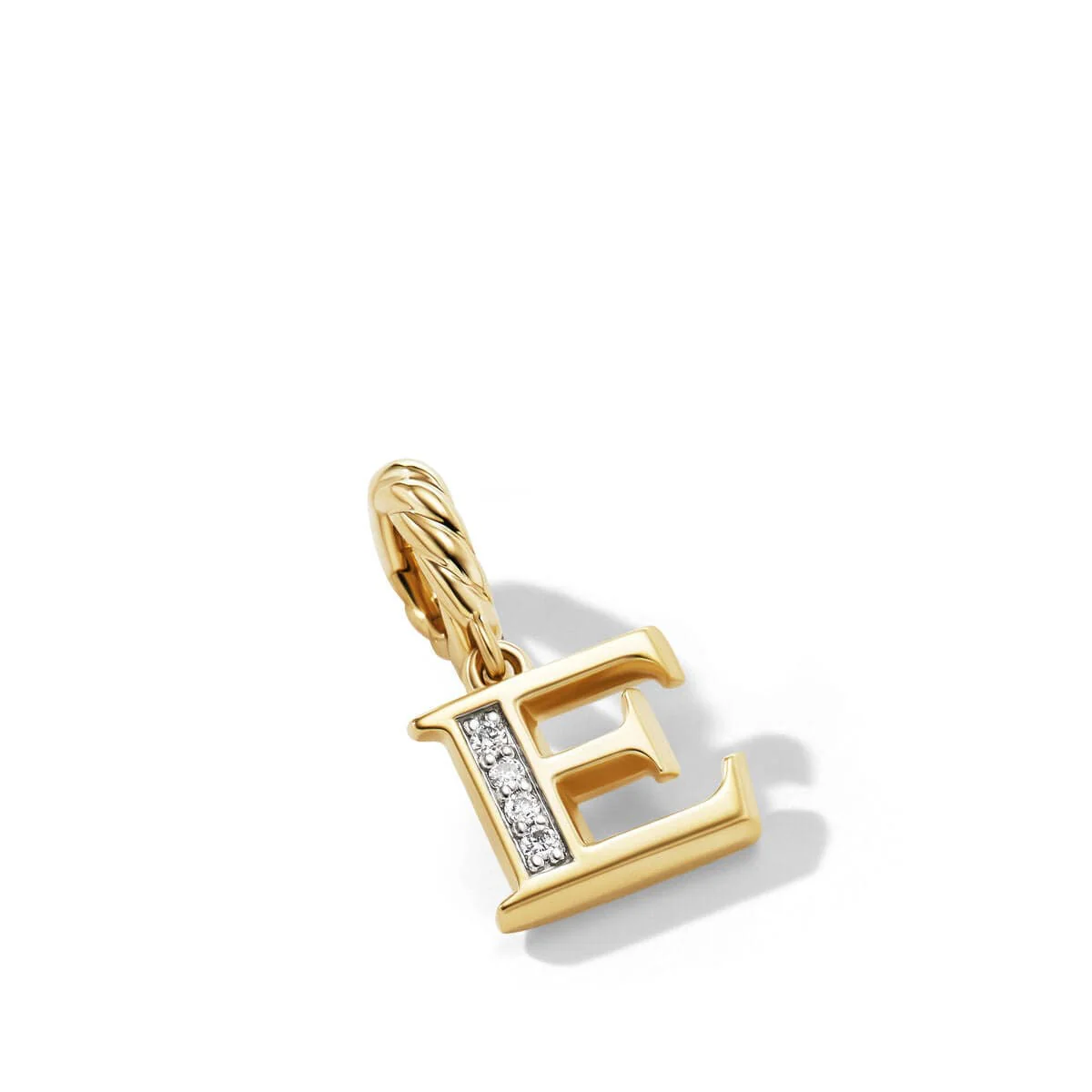 Pavé E Initial Pendant in 18K Yellow Gold with Diamonds - Image 2