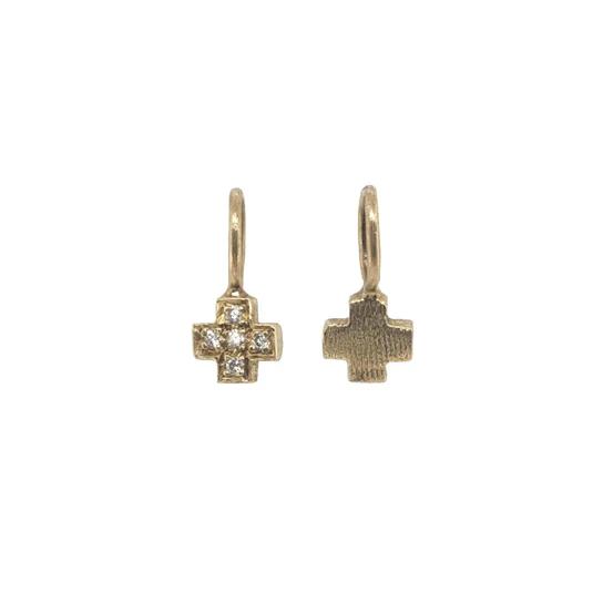 14K Yellow Gold Antique Safety Cross Charm