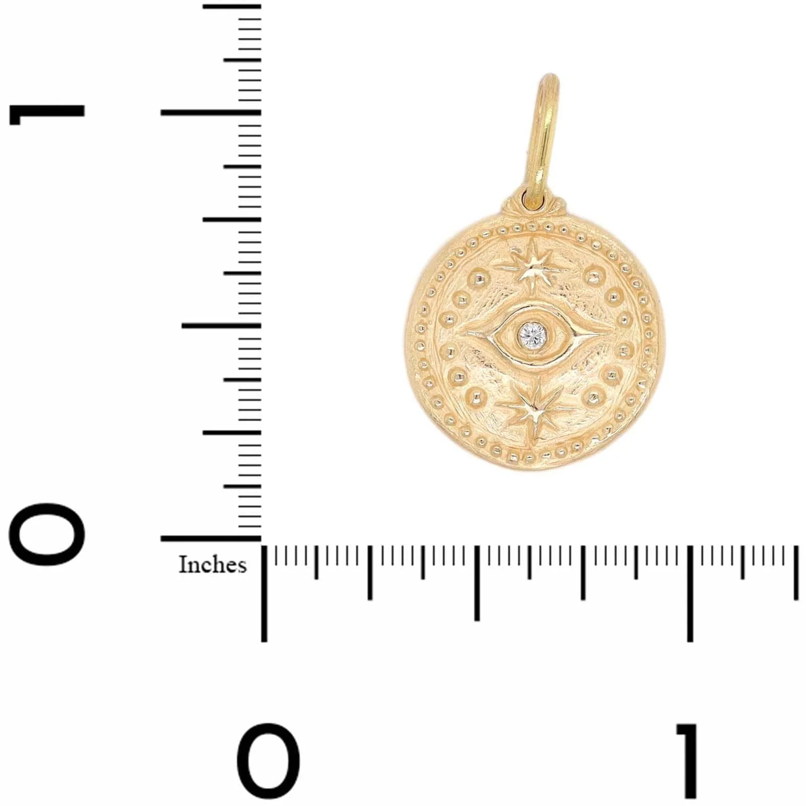 14K Yellow Gold Diamond Evil Eye and Hamsa Reversible Charm - Image 3