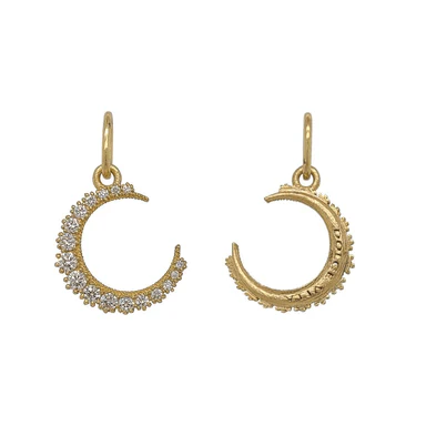 18K Yellow Gold Crescent Moon Diamond Charm