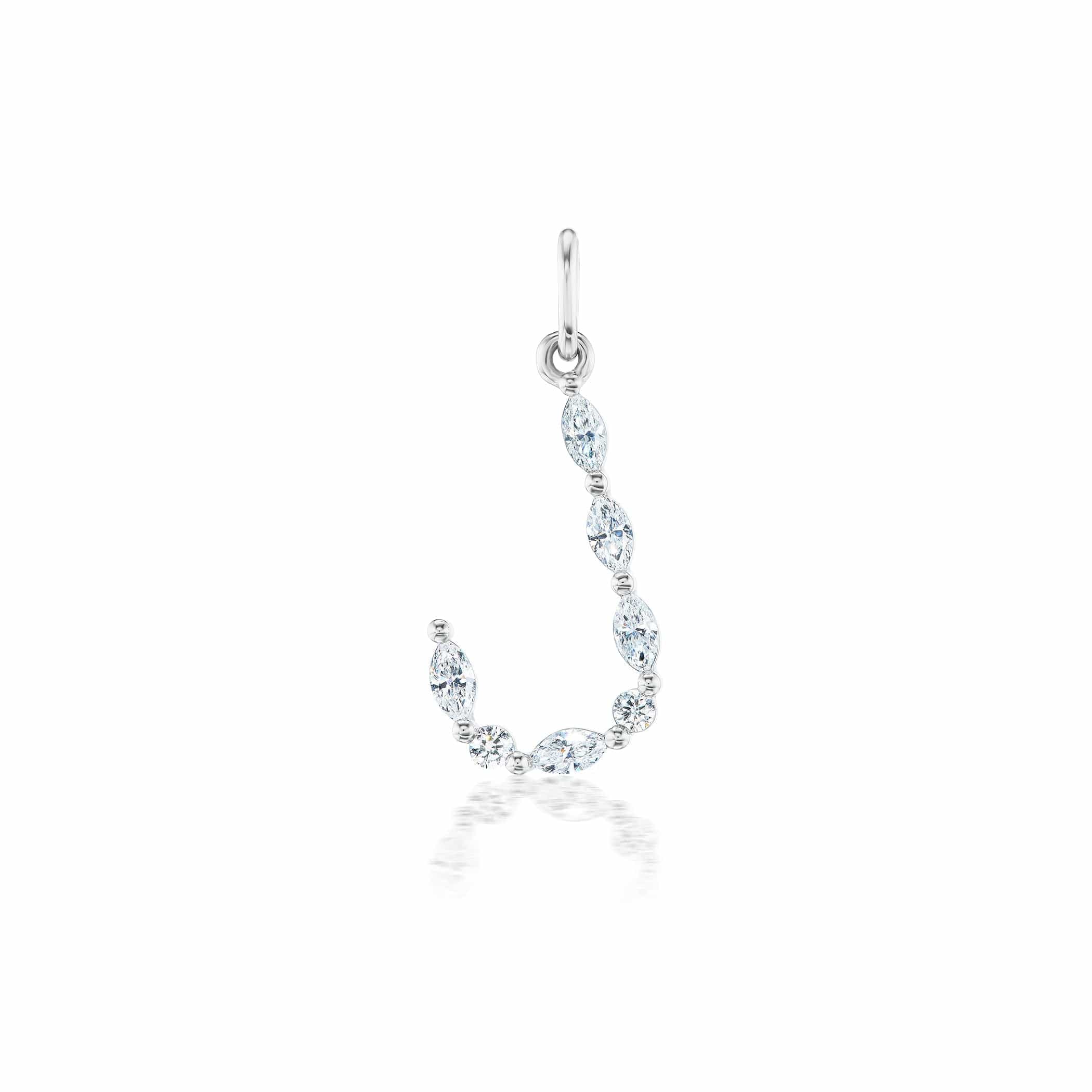 14K White Gold Letter "J" Diamond Charm