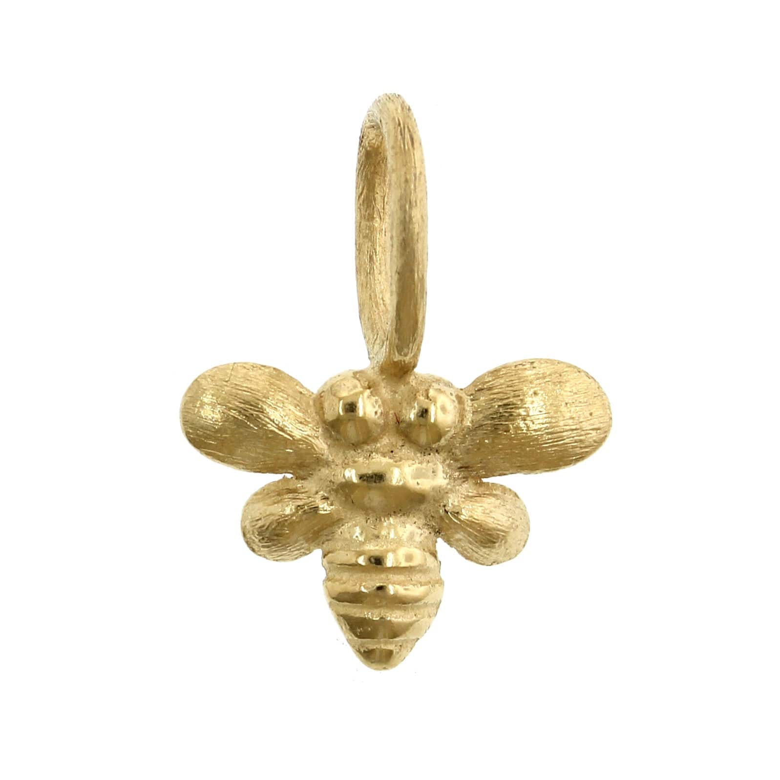 14K Yellow Gold Baby Bee Charm with Diamond Eyes - Image 2