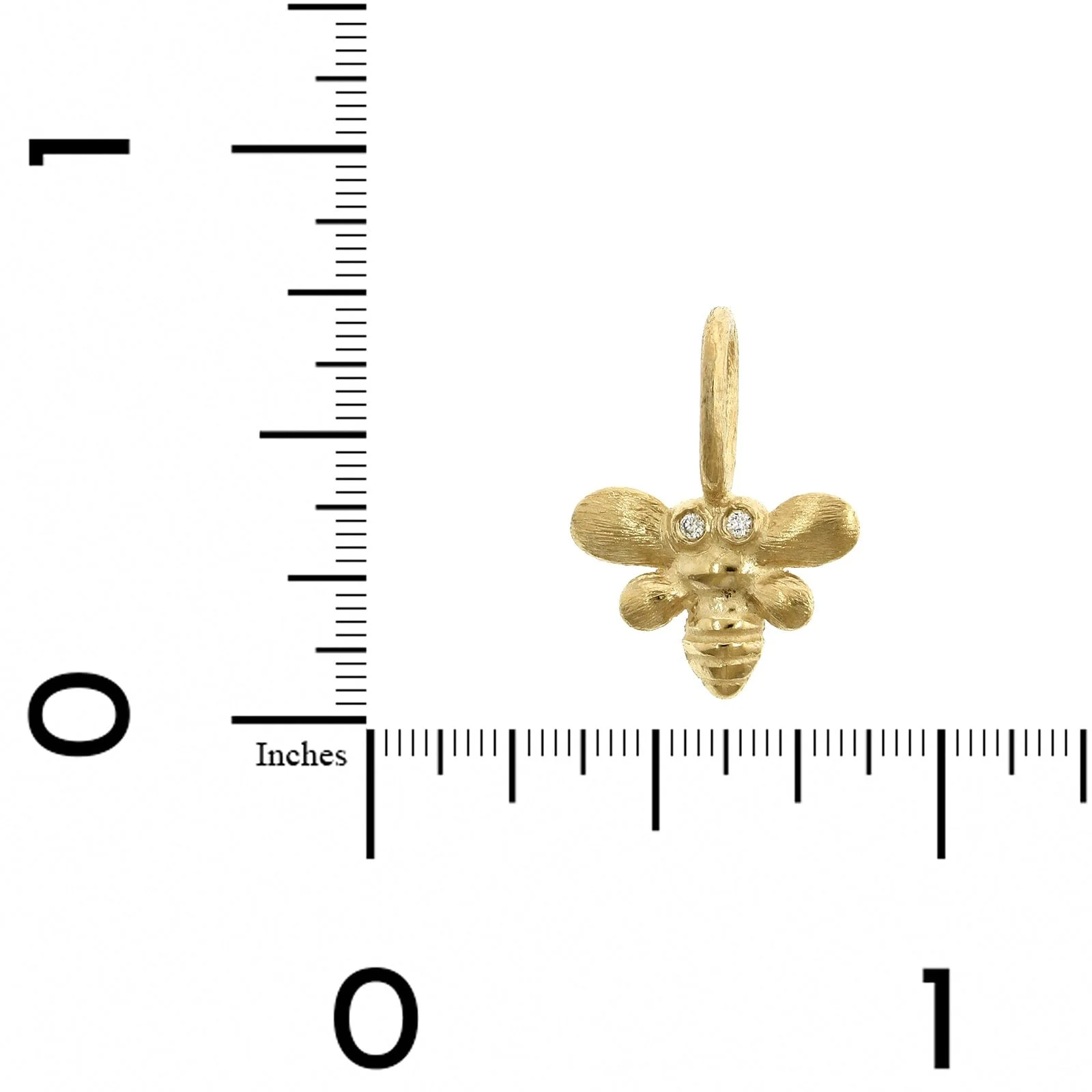 14K Yellow Gold Baby Bee Charm with Diamond Eyes - Image 3