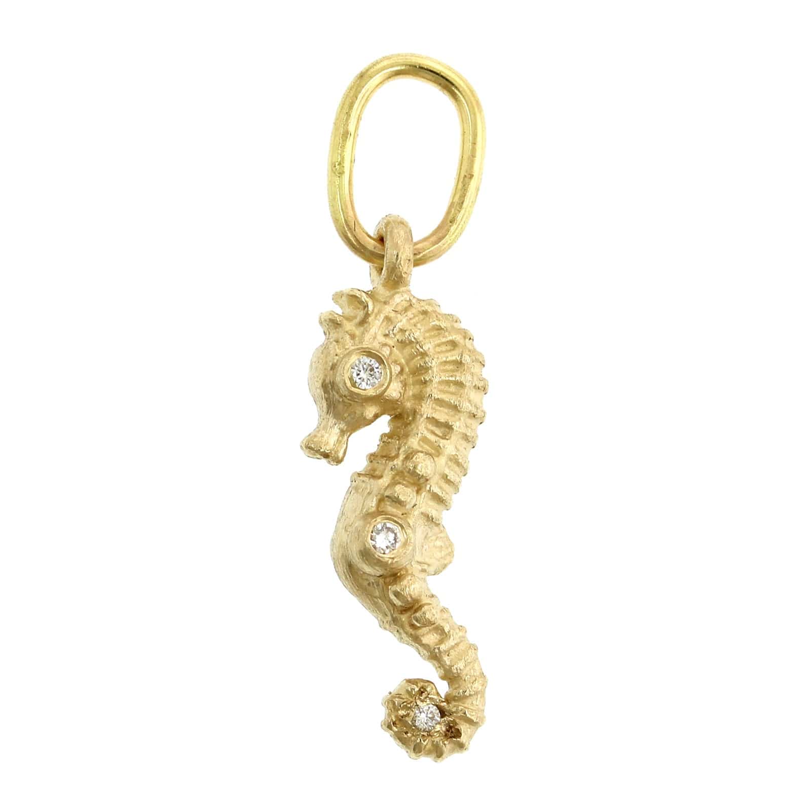14K Yellow Gold Seahorse Charm with Diamond Eyes - Image 2