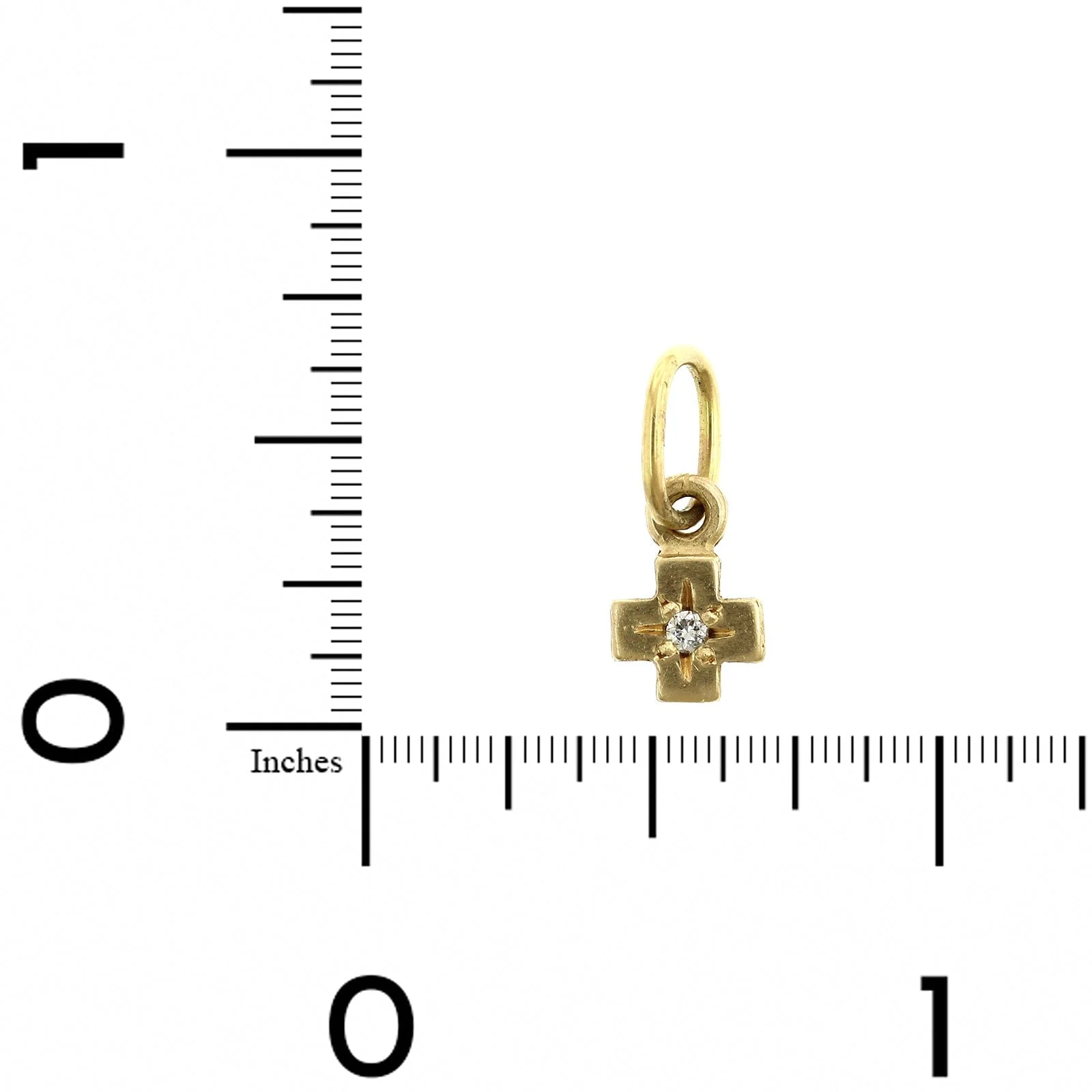 14K Yellow Gold Tiny Cross Diamond Charm - Image 3