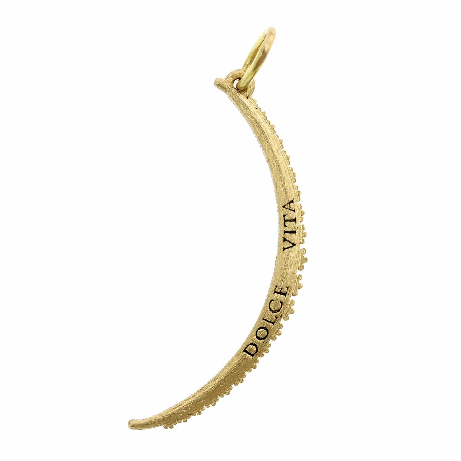 18K Yellow Gold White Pave Diamond Moon "Dolce Vita" Pendant - Image 2