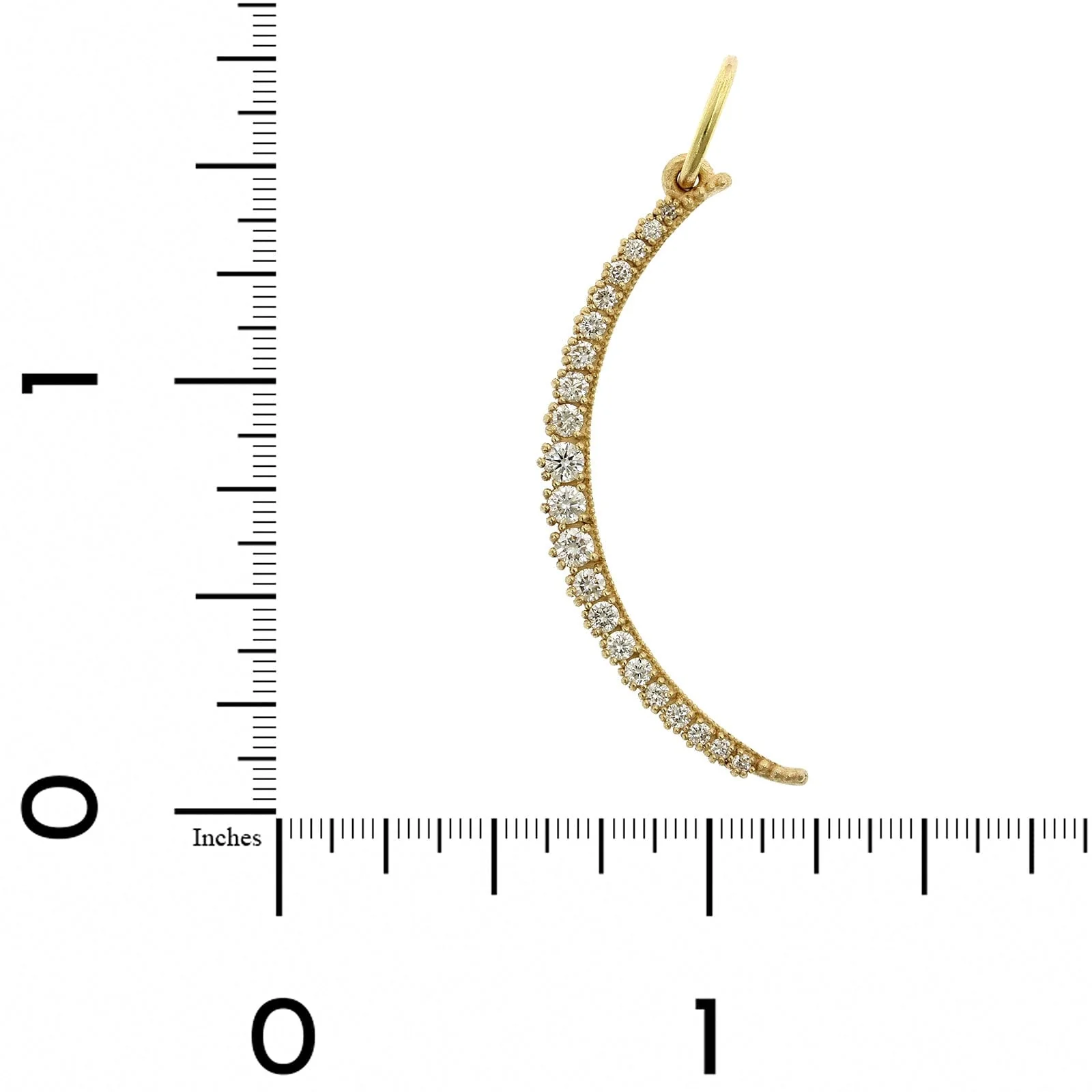 18K Yellow Gold White Pave Diamond Moon "Dolce Vita" Pendant - Image 3