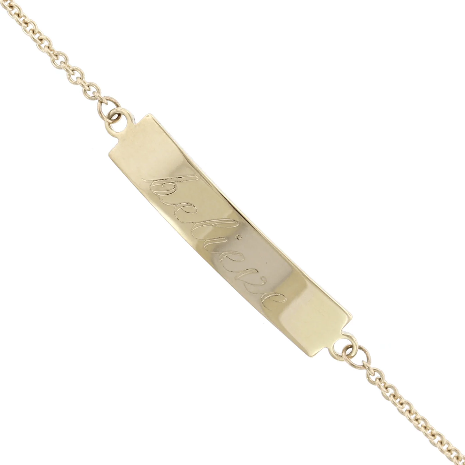 14K Yellow Gold ID "believe" Bracelet