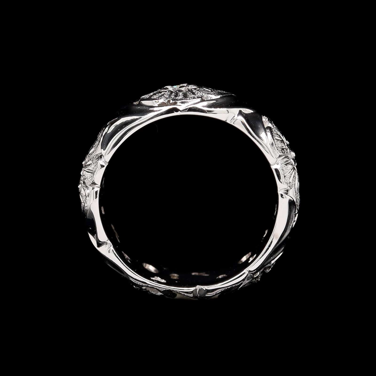 Jabel 18K White Gold Estate Floral Diamond Band - Image 3