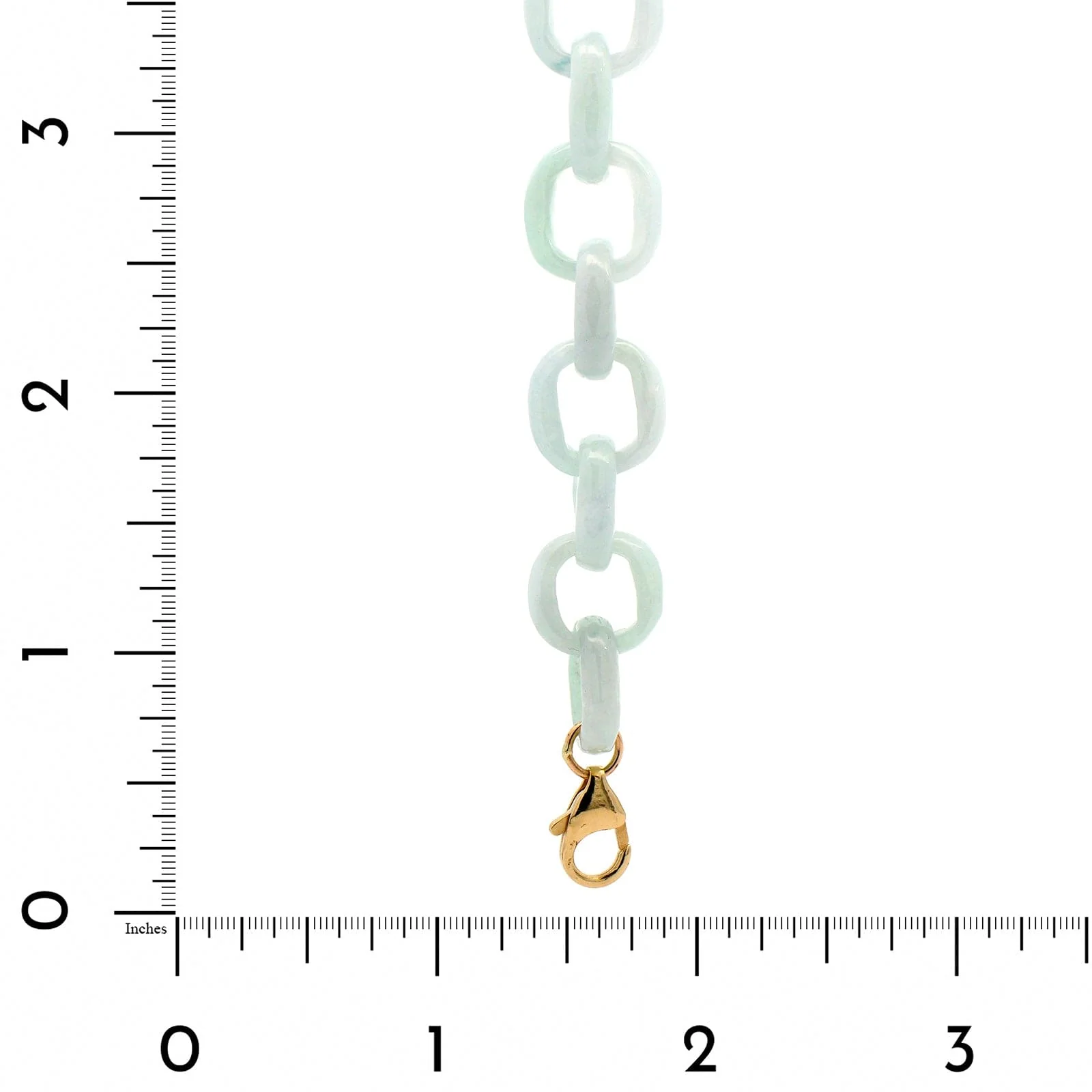 14K Yellow Gold Green Lavender Jade Link Bracelet - Image 3