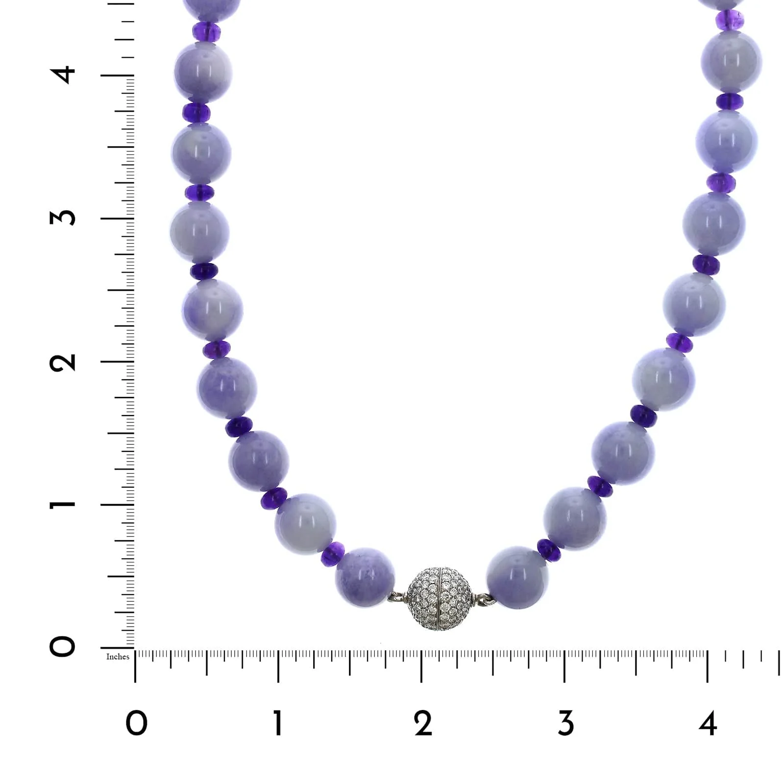 Platinum Lavender Jade and Amethyst Bead Necklace - Image 2