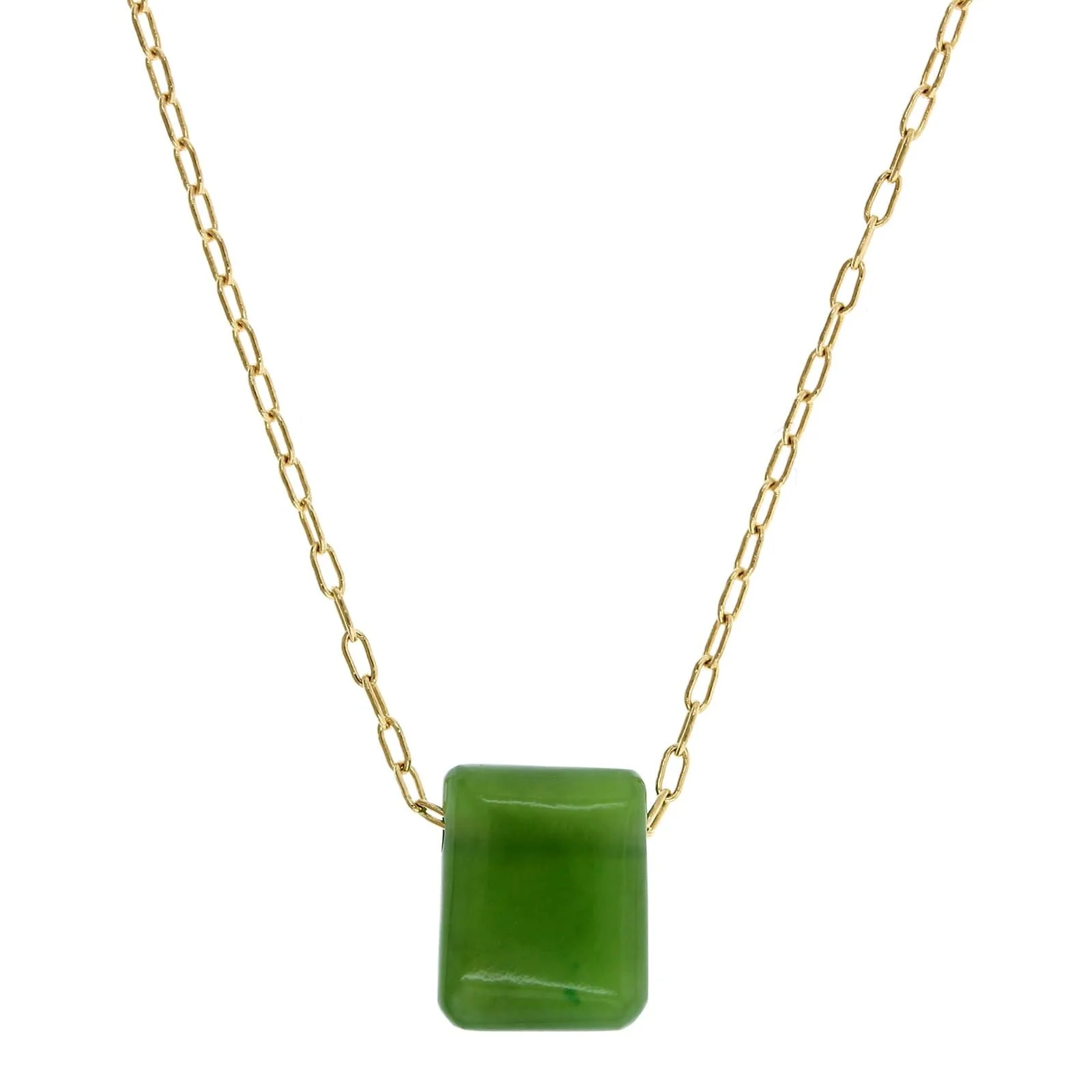 18K Yellow Gold Jade Choker Necklace - Image 4