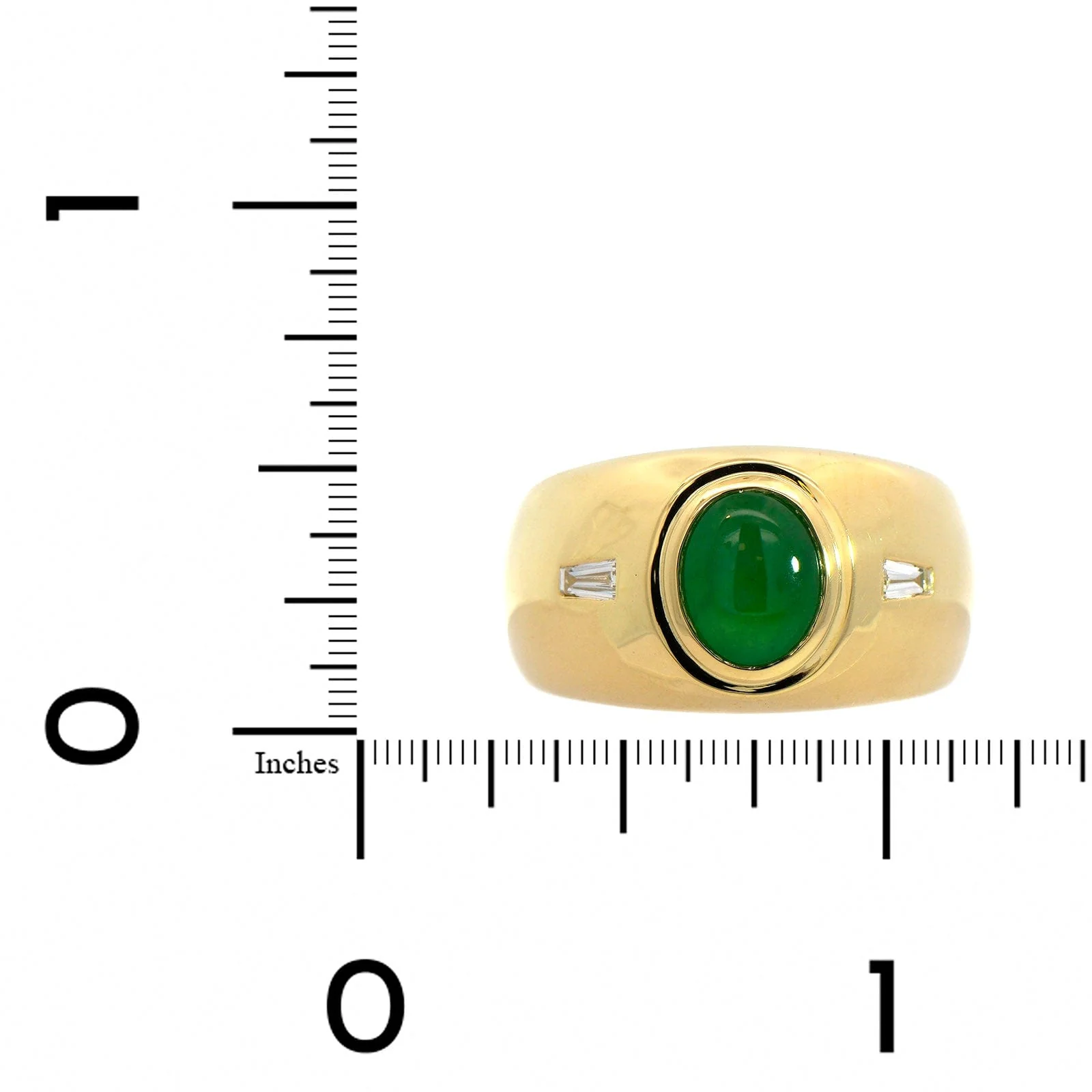 18K Yellow Gold Jade & Diamond Ring - Image 3
