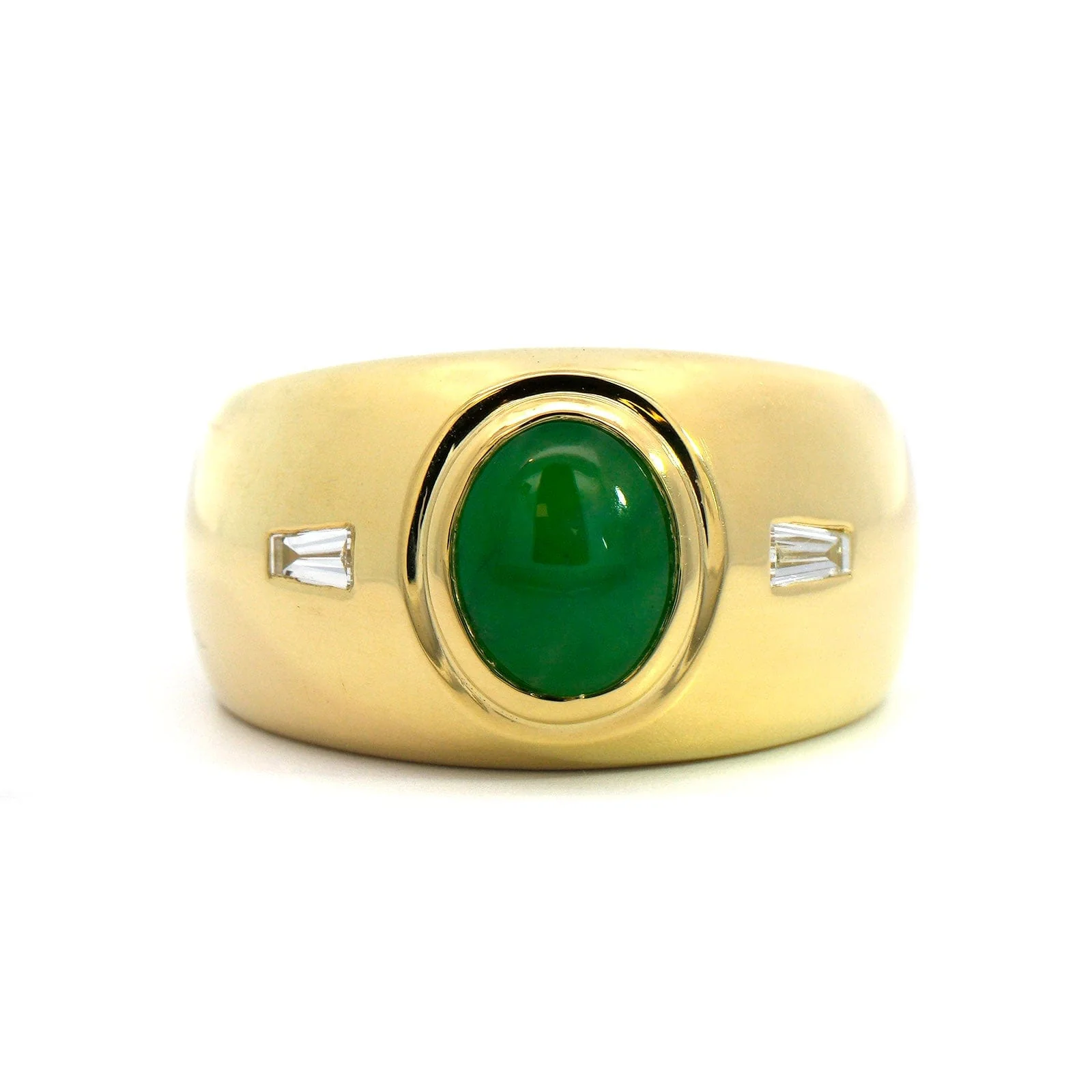 18K Yellow Gold Jade & Diamond Ring - Image 4