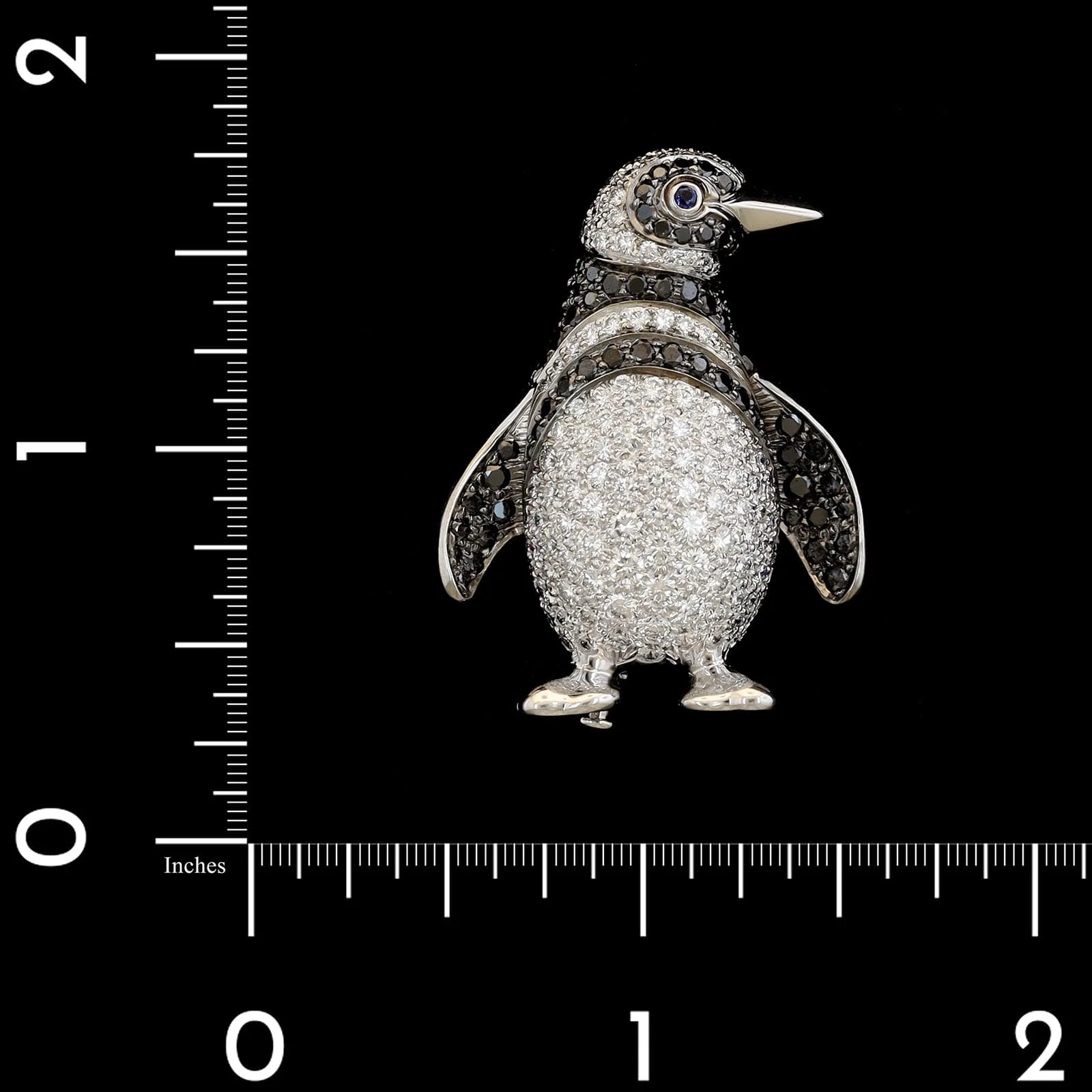 Jean Vitau 18K White Gold Estate Diamond Penguin Pin - Image 3