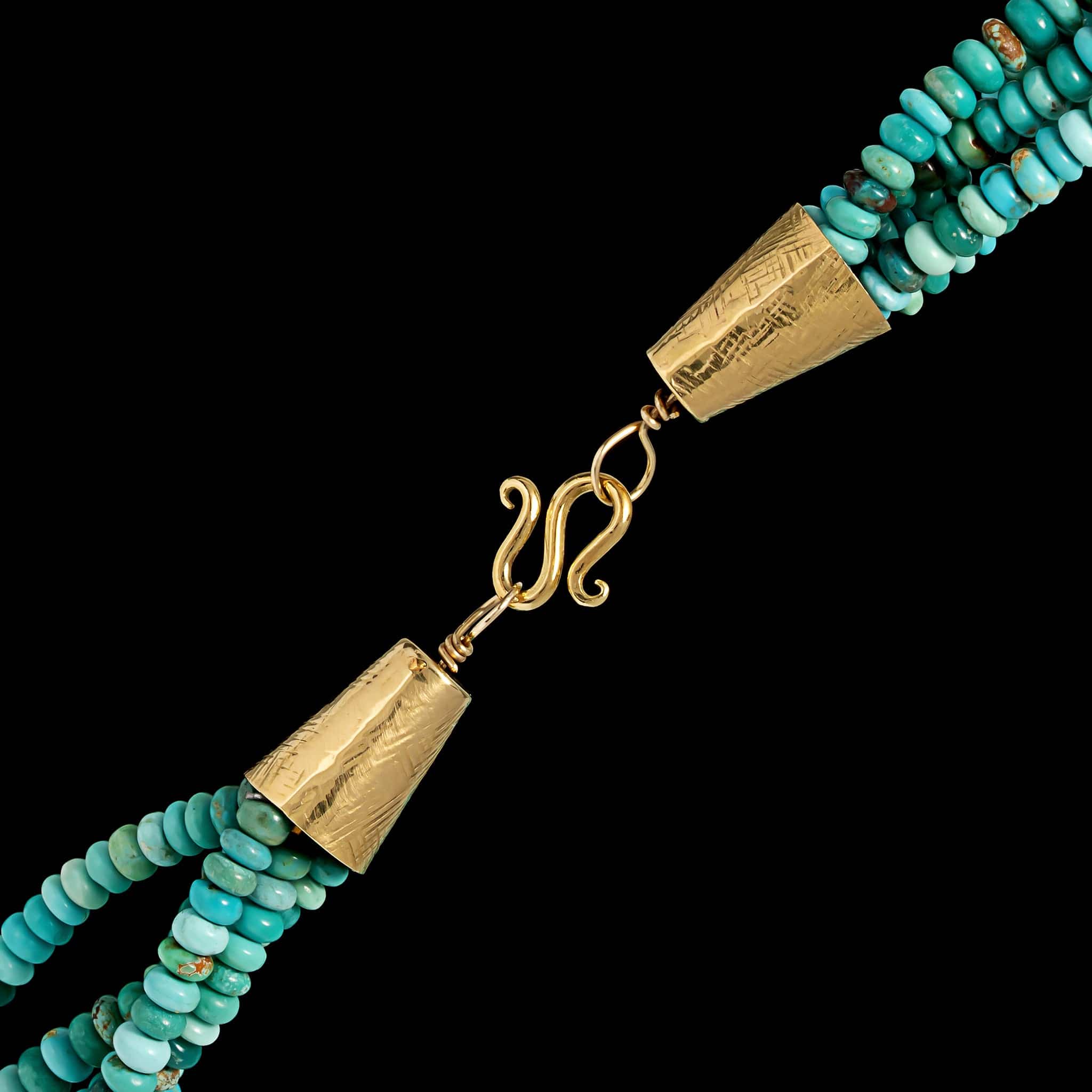 Jeff Lewis 18K Yellow Gold Estate Multi Strand Turquoise Bead Necklace - Image 2